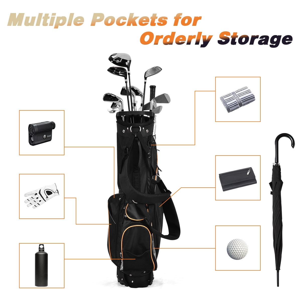 Costway Golf Stand Bag Portable Lightweight Golf Carry Club Bag w/ 8-way Divider - Image 2