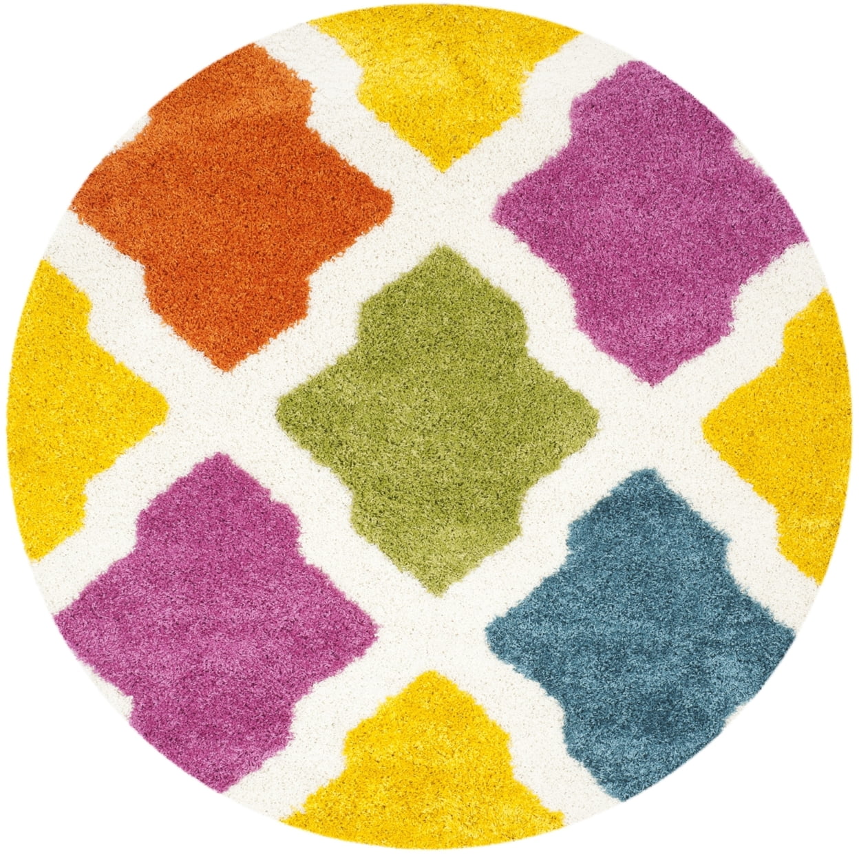 SAFAVIEH Jaycob Geometric Kids Shag Area Rug, Ivory/Multi, 4' x 6' - Image 6