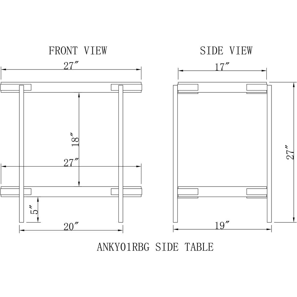 Alaterre Furniture Kyra 27" Oak and Metal Side Table with Shelf - Image 8