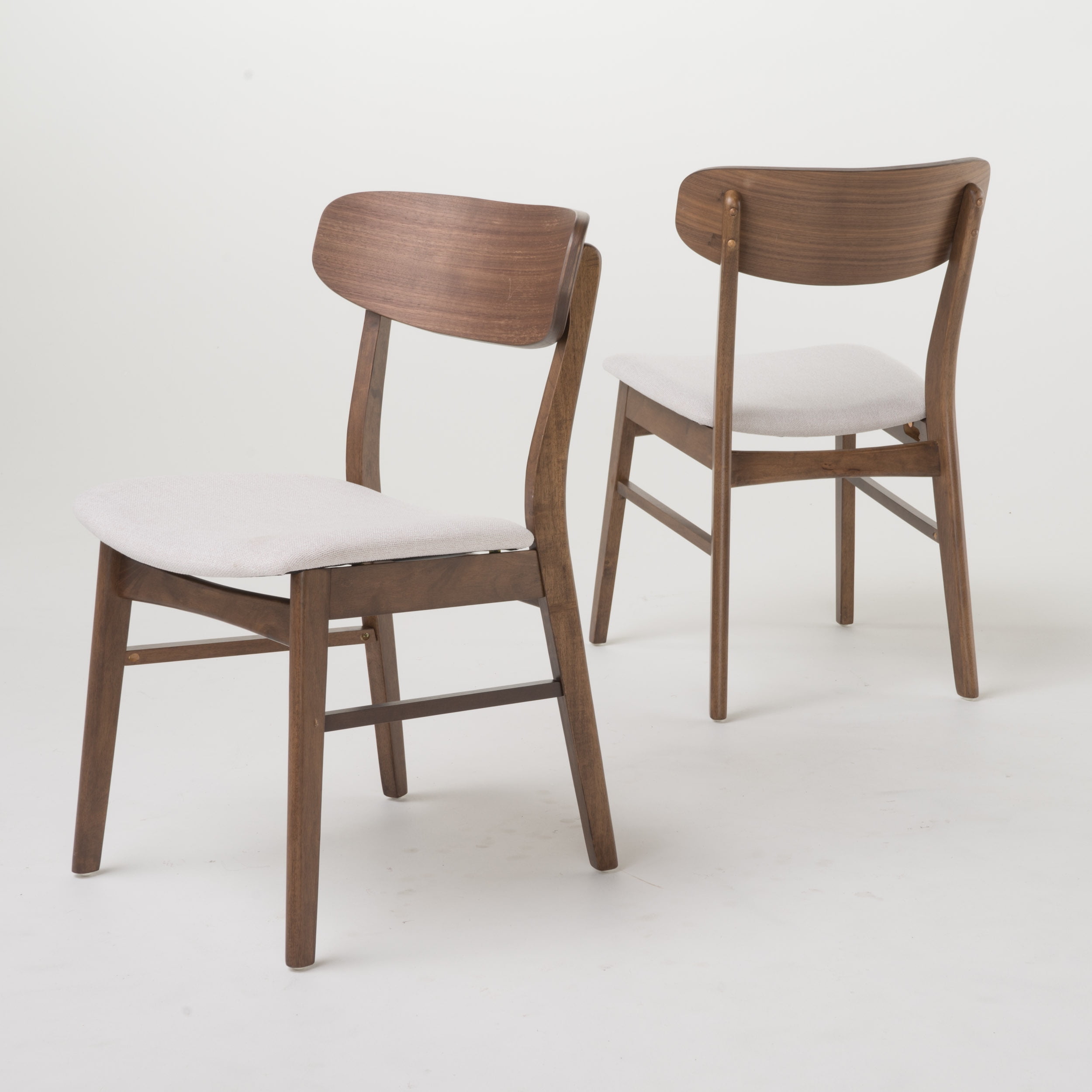 Noble House Harper Contemporary Fabric Dining Chair, Set of 2, Walnut - Image 3