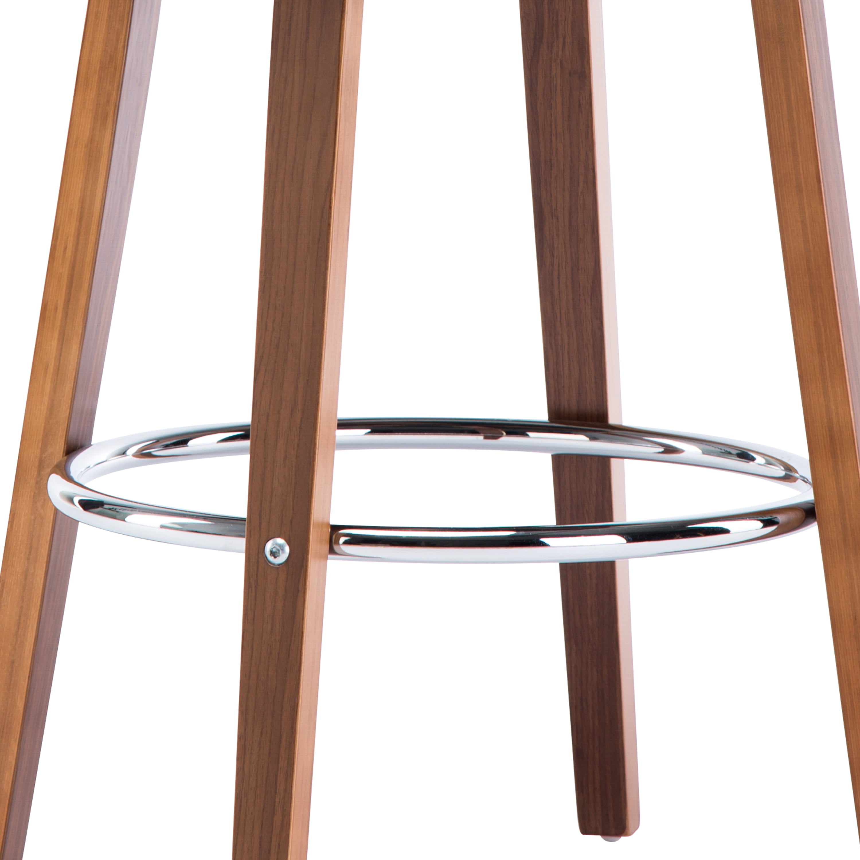 Wood and Black Faux Leather Mid-Century Modern Swivel Barstool with Decorative Back 26-Inch Seat Height - Image 5