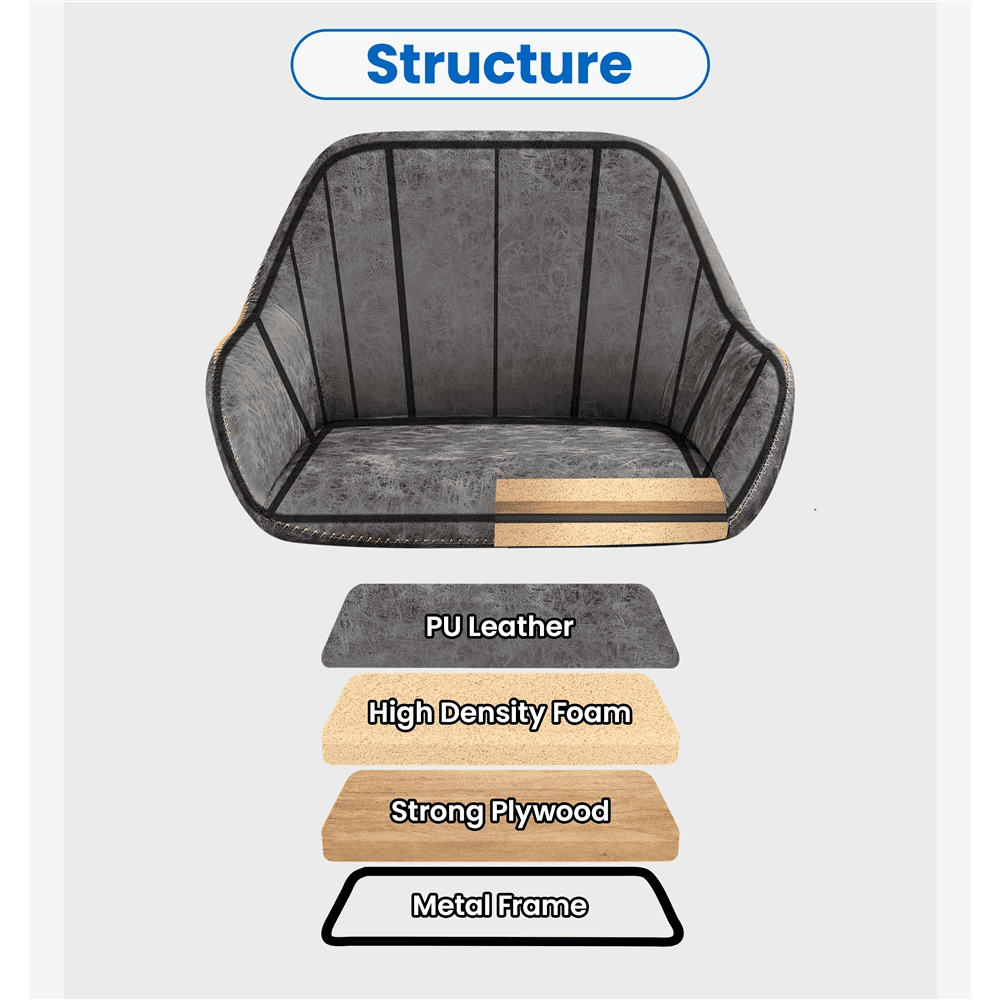 Alden Design Adjustable Vintage Faux Leather Bar Stools with Backrest, Set of 2, Gray - Image 8