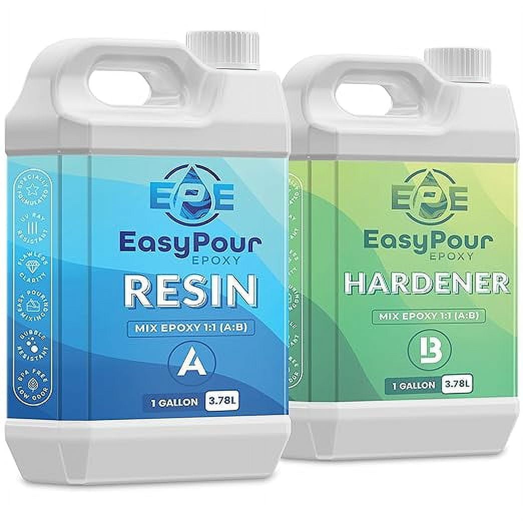 EasyPour Epoxy 1 Gallon Kit - Crystal Clear High Gloss Resin and Hardener, 2 Mixing Cups, Silicone Spatula, Plastic Spreader - Make Wood Tabletops, Epoxy Countertop Resin, Epoxy Castings - Image 2