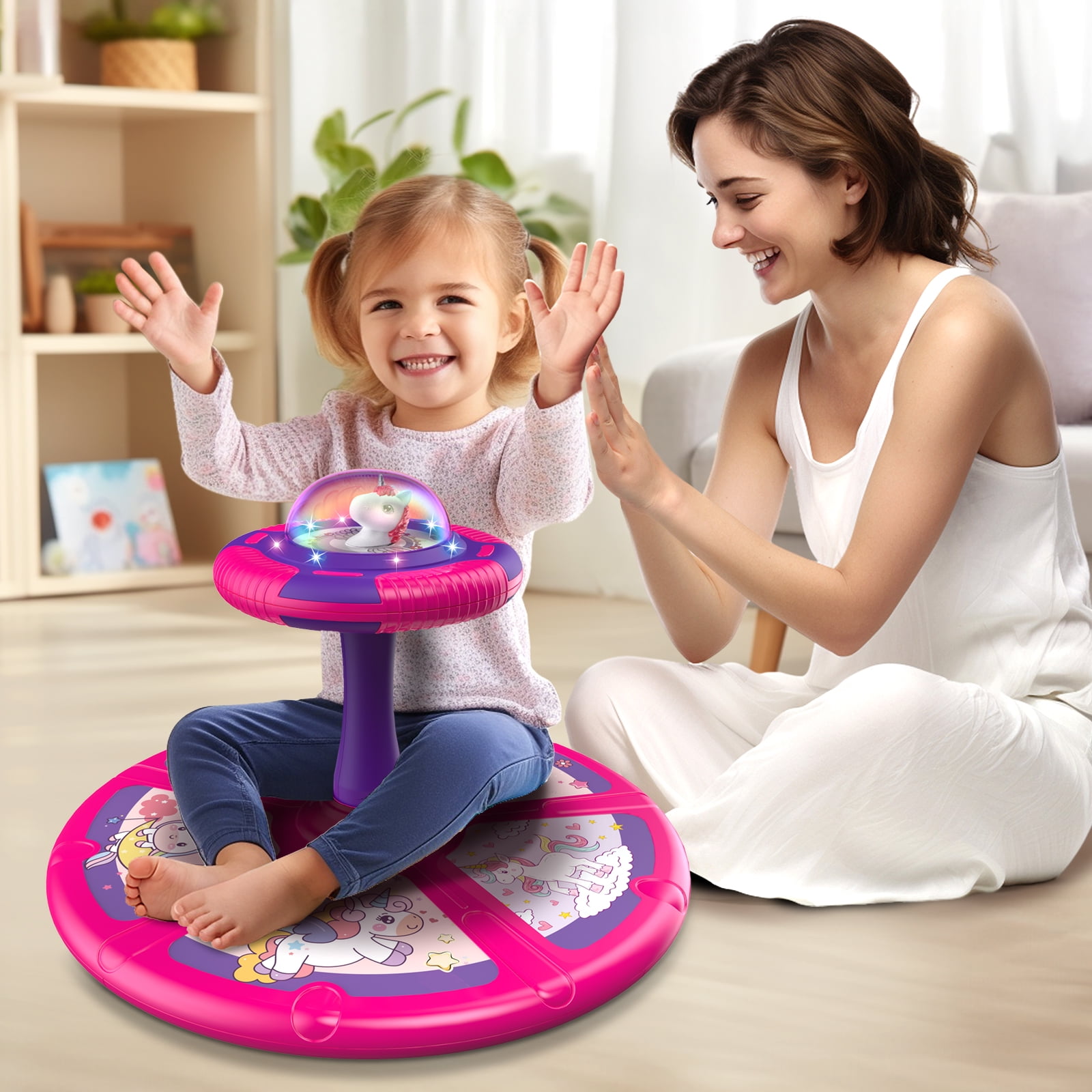Beefunni Musical Unicorn Sit Twister and Spin Toy with LED Lights, 360° Twister Toddlers Toy Age 18 Months+, Birthday Gift for Girls and Boys 1-3 Years Old - Image 3