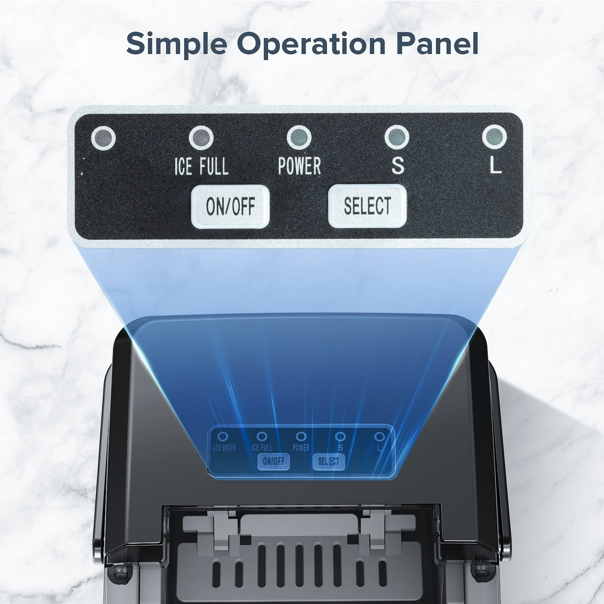 Auseo 26 lbs/24H Countertop Ice Maker Machine, S/L Sizes, 8 Bullet-Shaped Ice in 6 Min, Auto-Cleaning, Black - Image 9