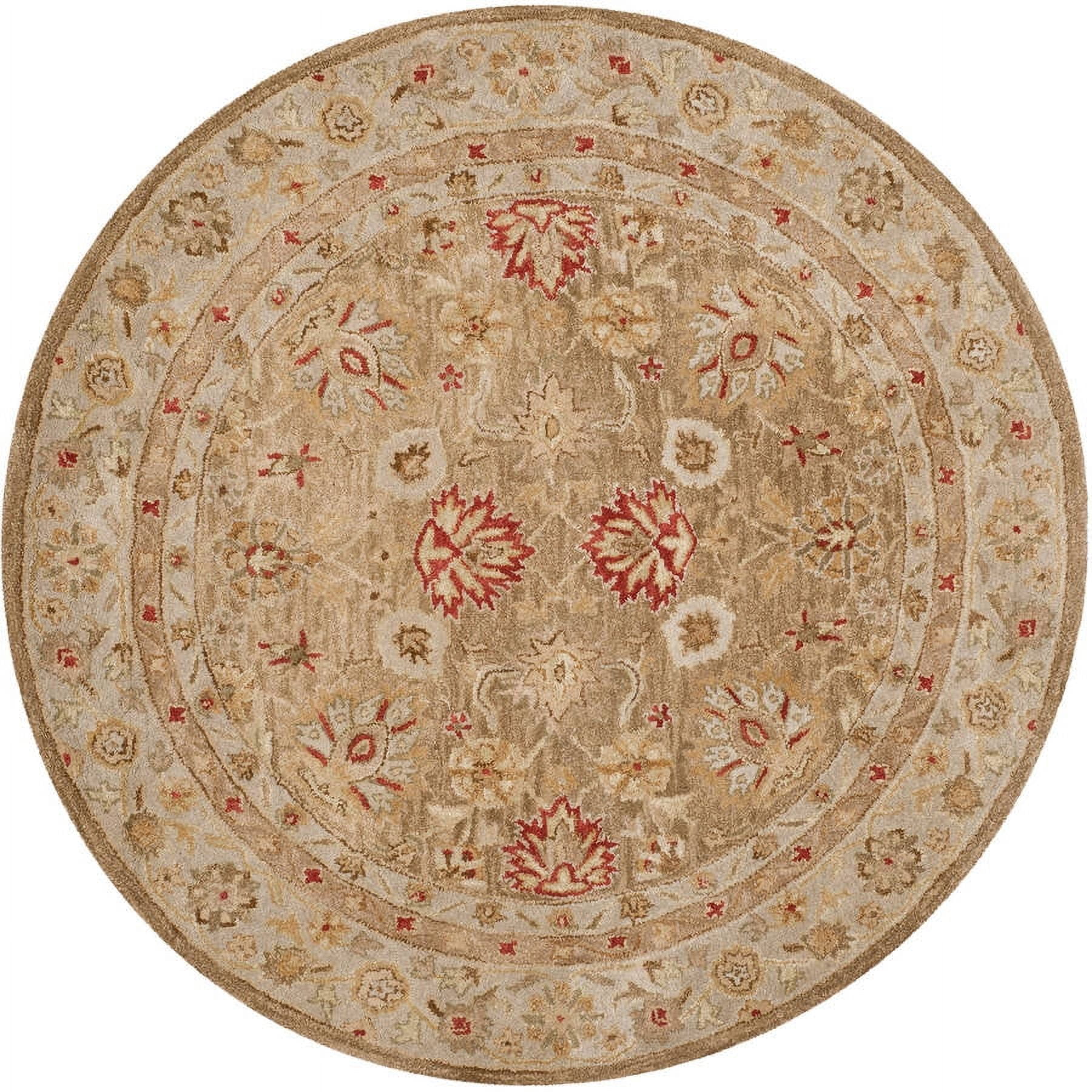 SAFAVIEH Antiquity Lorraine Oriental Wool Area Rug, Brown/Beige, 10' x 10' Round - Image 5