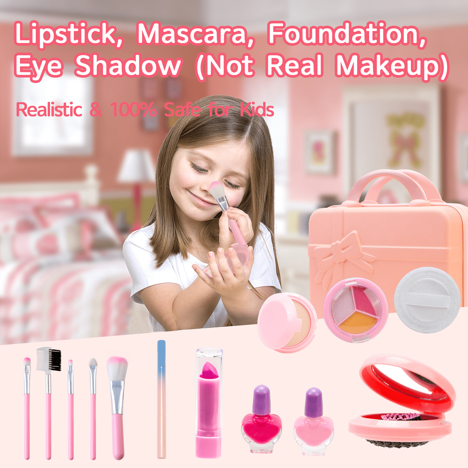 TiokMc 39-Piece Kids Toy Travel Bag & Makeup Kit for Girls - Ideal Birthday Gift for 6-15 Year Olds - Image 4
