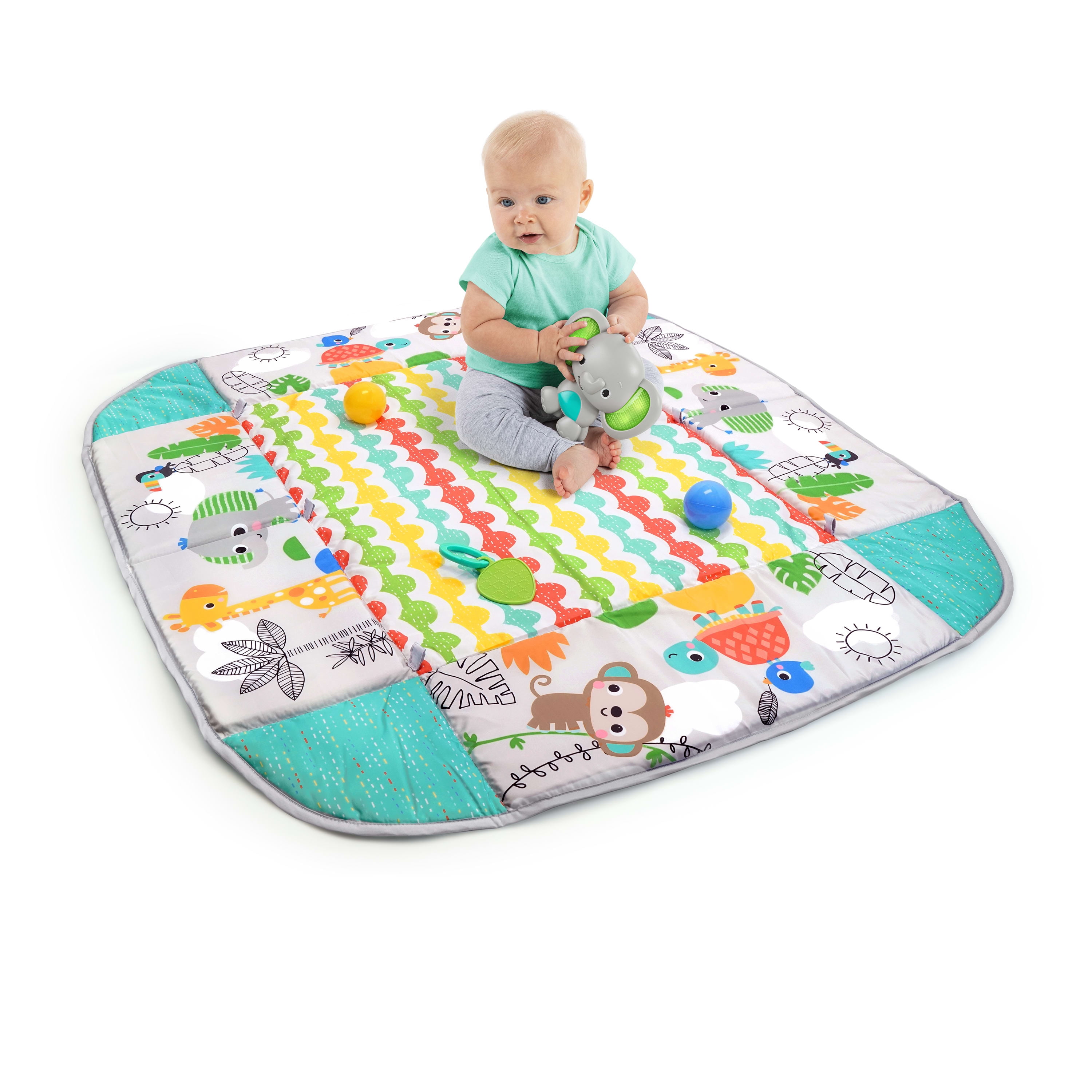 Bright Starts 5-in-1 Your Way Ball Play - Jumbo Play Mat Converts to Ball Pit Baby Gym, Newborns to Toddlers - Totally Tropical (Green) - Image 11