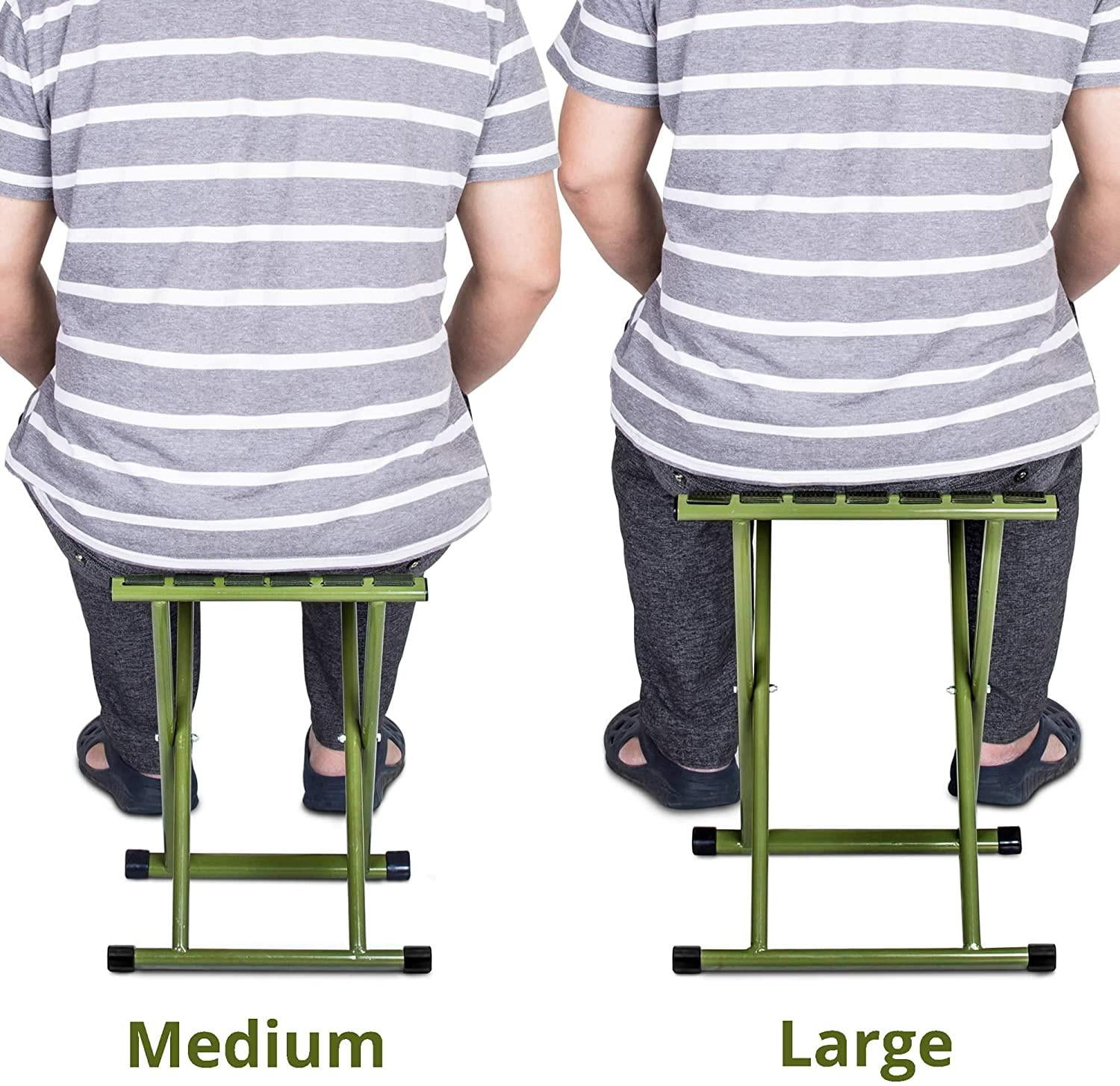 2pcs Folding Camping Stools, Heavy Duty Metal Portable Chair with Breathable Nylon Seat Anti-Slid Leg Cover for Outdoor Walking Hiking Fishing Gardening Bathroom Stool, Green 13.9x14.3x17.8inch - Image 4