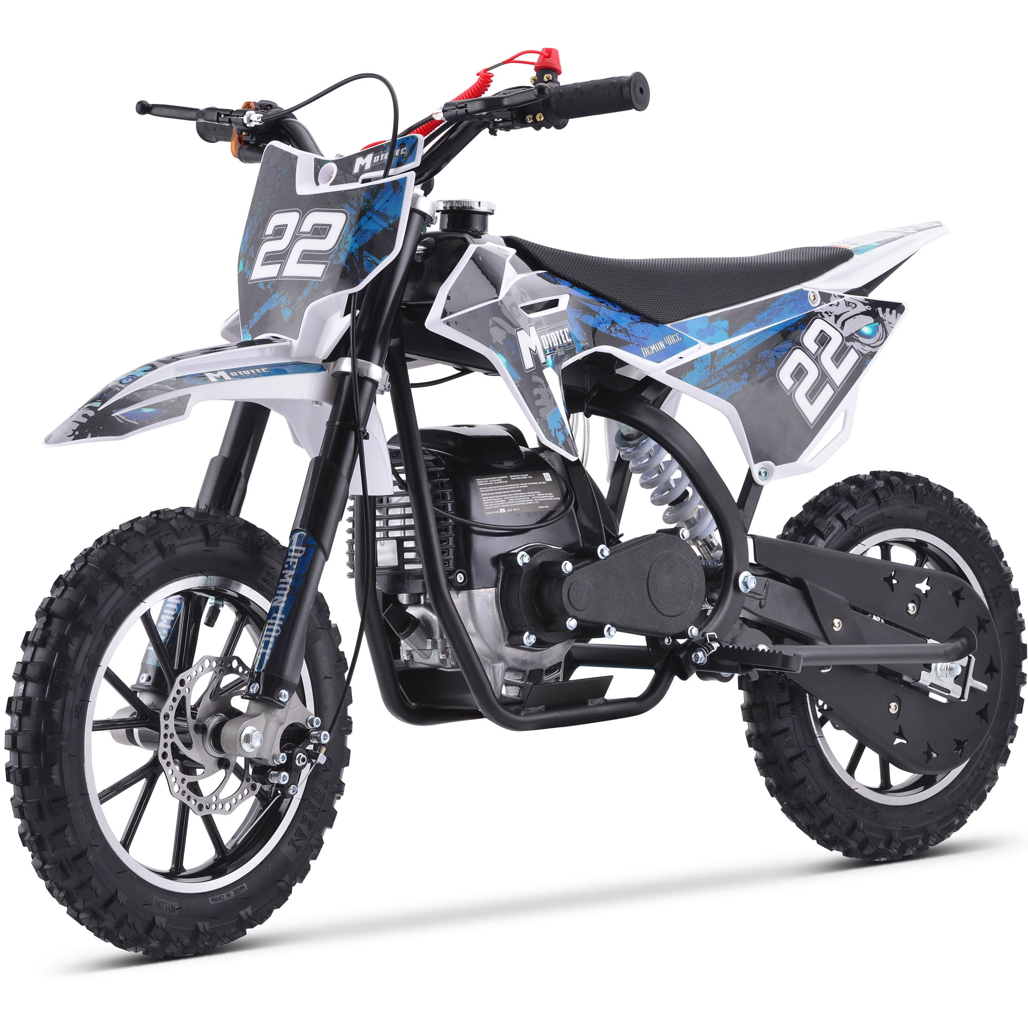 MotoTec 40cc Demon Kids Gas Dirt Bike 4-Stroke Motorcycle Pit Bike Blue - Image 2
