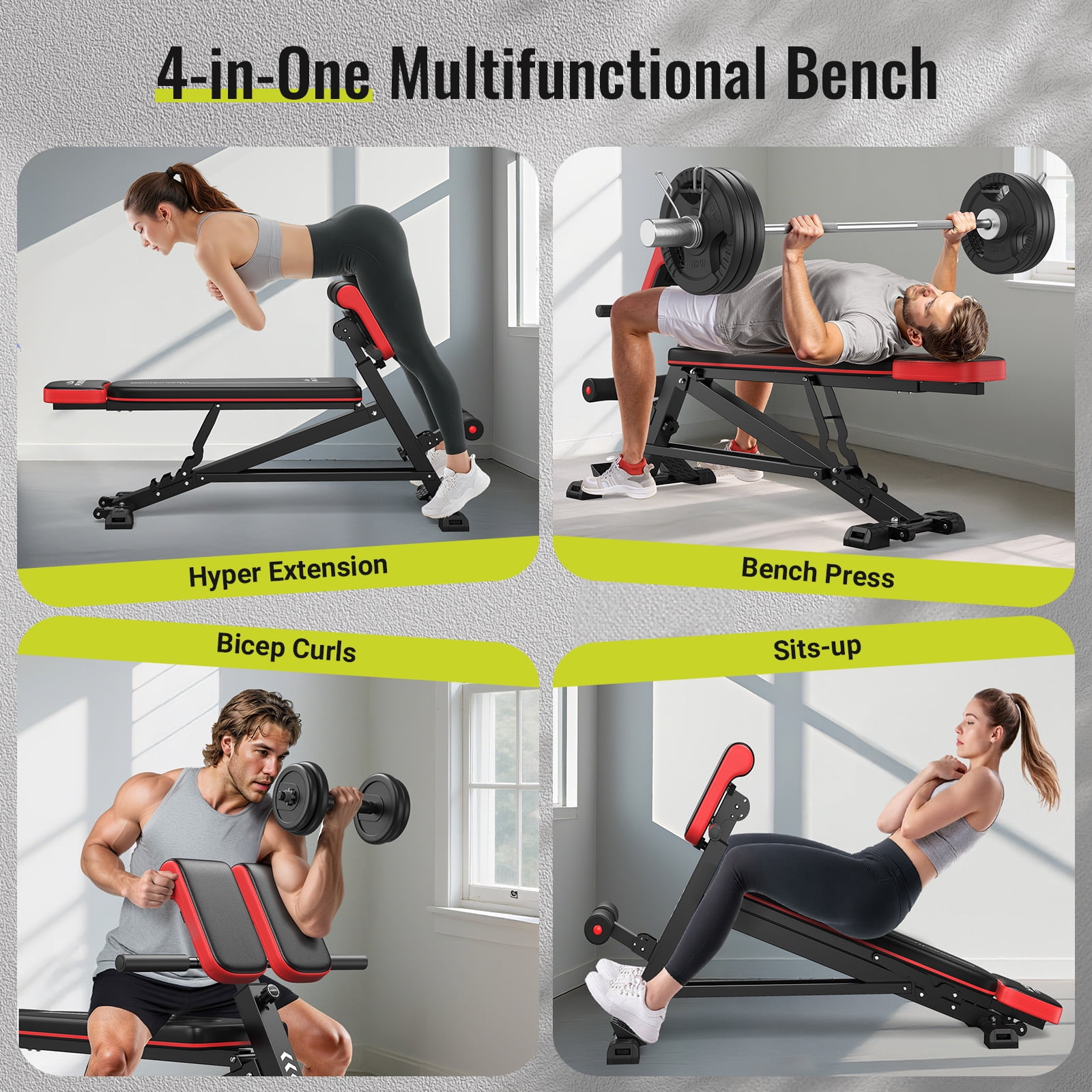 FLYBIRD 4-in-1 Workout Bench: Roman Chair, Weight Bench, Sit-Up Bench, Glute & Core Trainer, Home Gym - Image 6