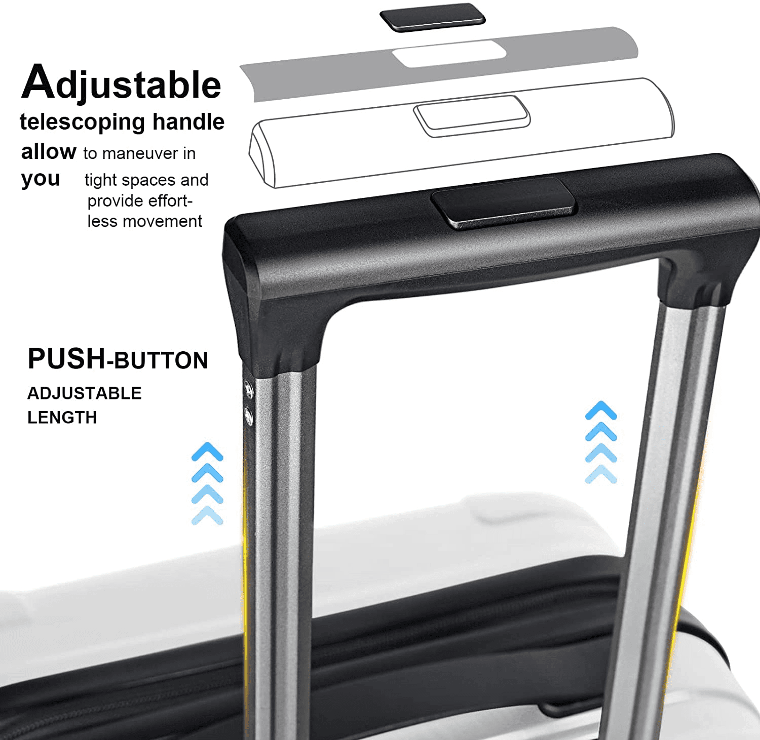 JZRTravel 24 Inch Checked Luggage Hardshell PC+ABS Suitcase Trolley Case with Removable Spinner Wheels Built-in TSA Lock, White - Image 4