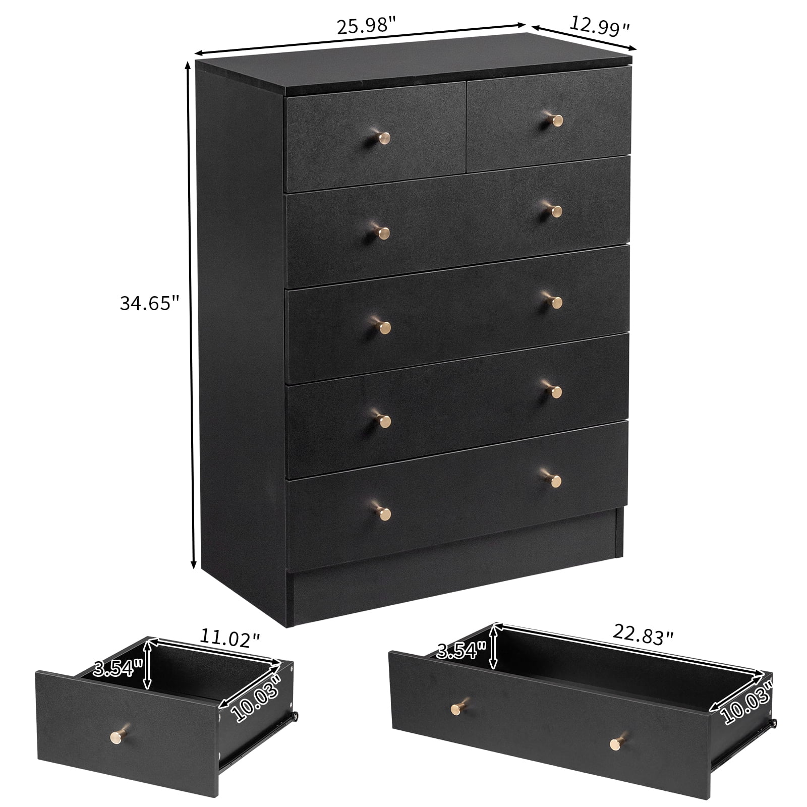 UBesGoo 6 Drawer Wood Dresser for Bedroom, Chest of Drawers, Storage Organization Unit for Clothing, Black - Image 12