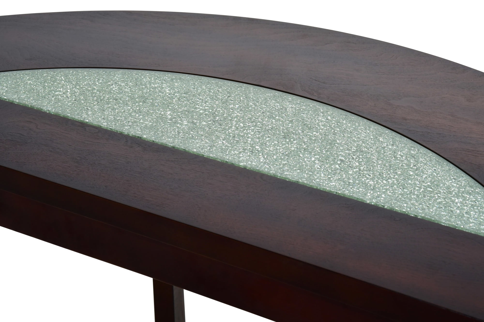 Rafael Sofa Table in Cherry Finish Wood with Cracked Glass Insert - Image 7