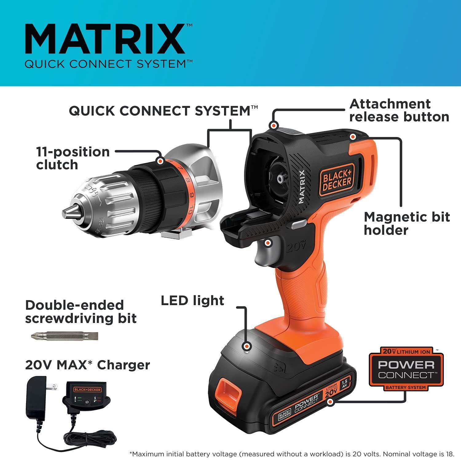 BLACK+DECKER 20V MAX* Matrix Cordless Drill/Driver, BDCDMT120C - Image 2