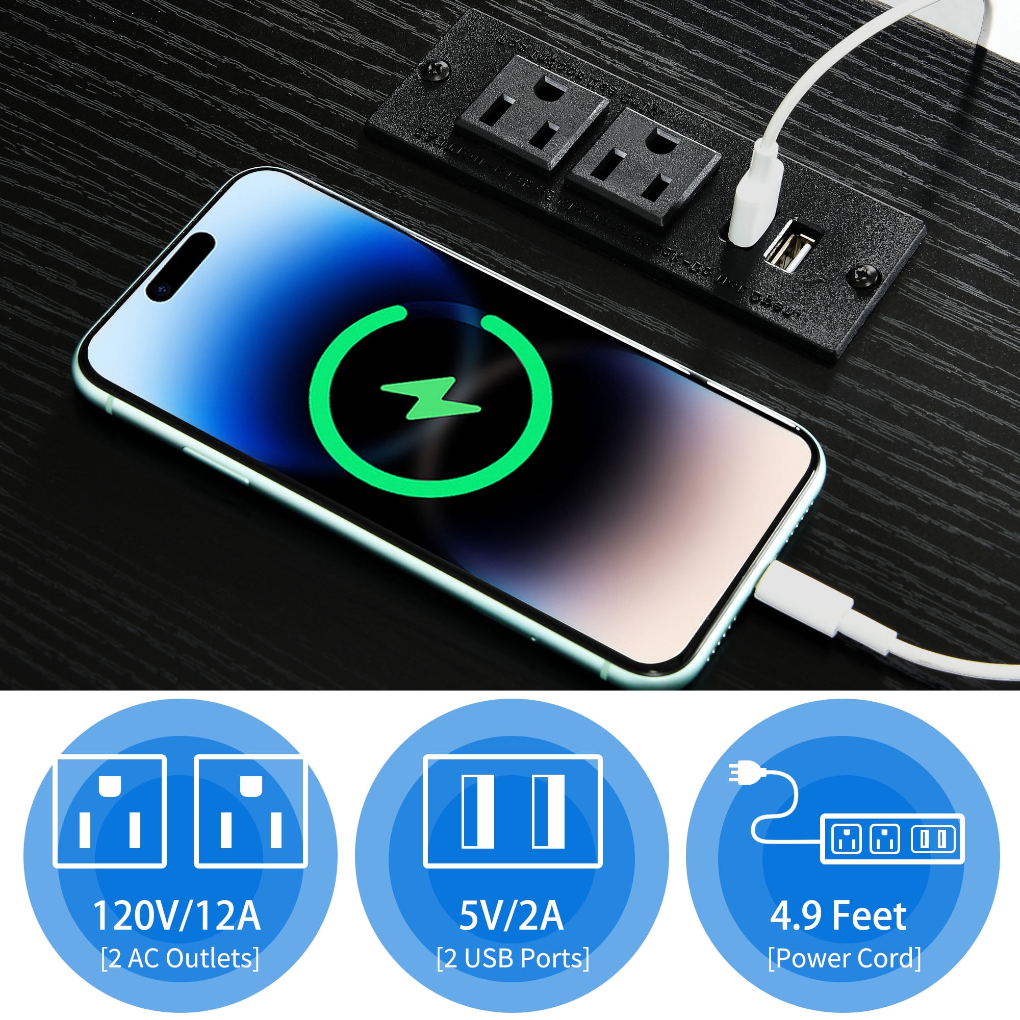 DEXTRUS Farmhouse Nightstand End Table with Charging Station and LED Lights, Side Table with Door & Storage Shelf Nightstand for Living Room Bedroom - White - Image 3