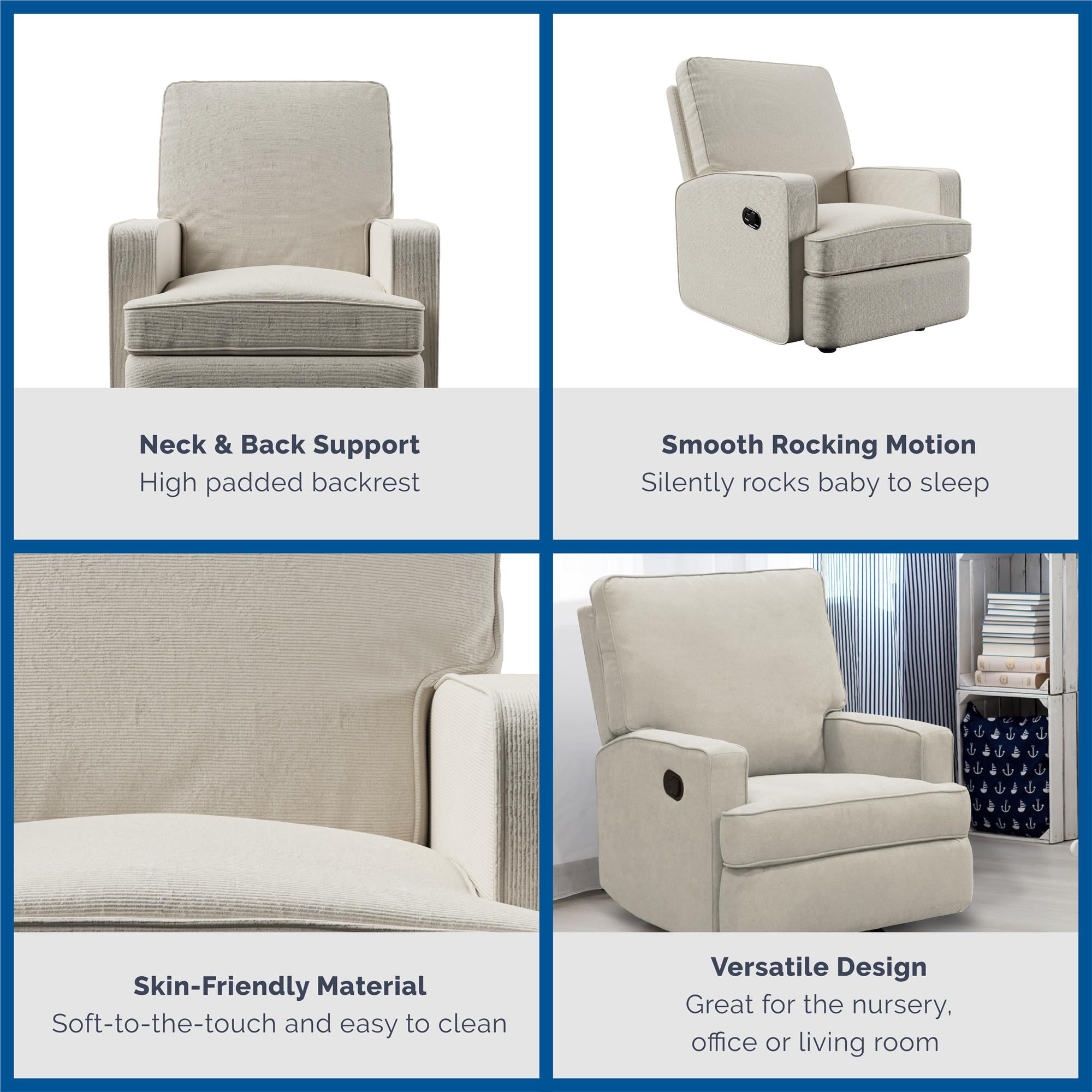 Baby Relax Salma 2-in-1 Rocker Recliner Chair, Beige Velvet - Image 7