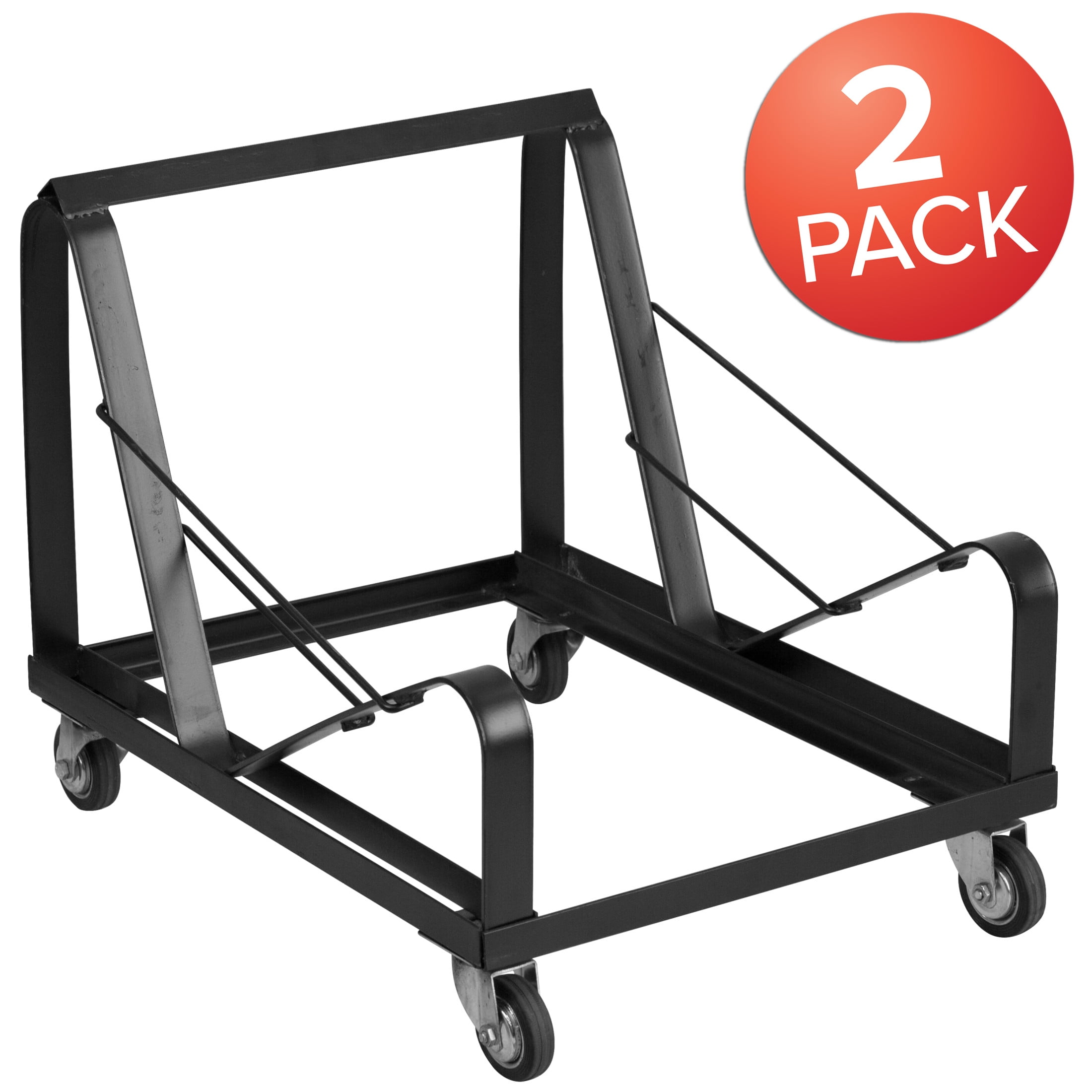 Flash Furniture 2 Pack HERCULES Series Black Steel Sled Base Stack Chair Dolly - Image 3