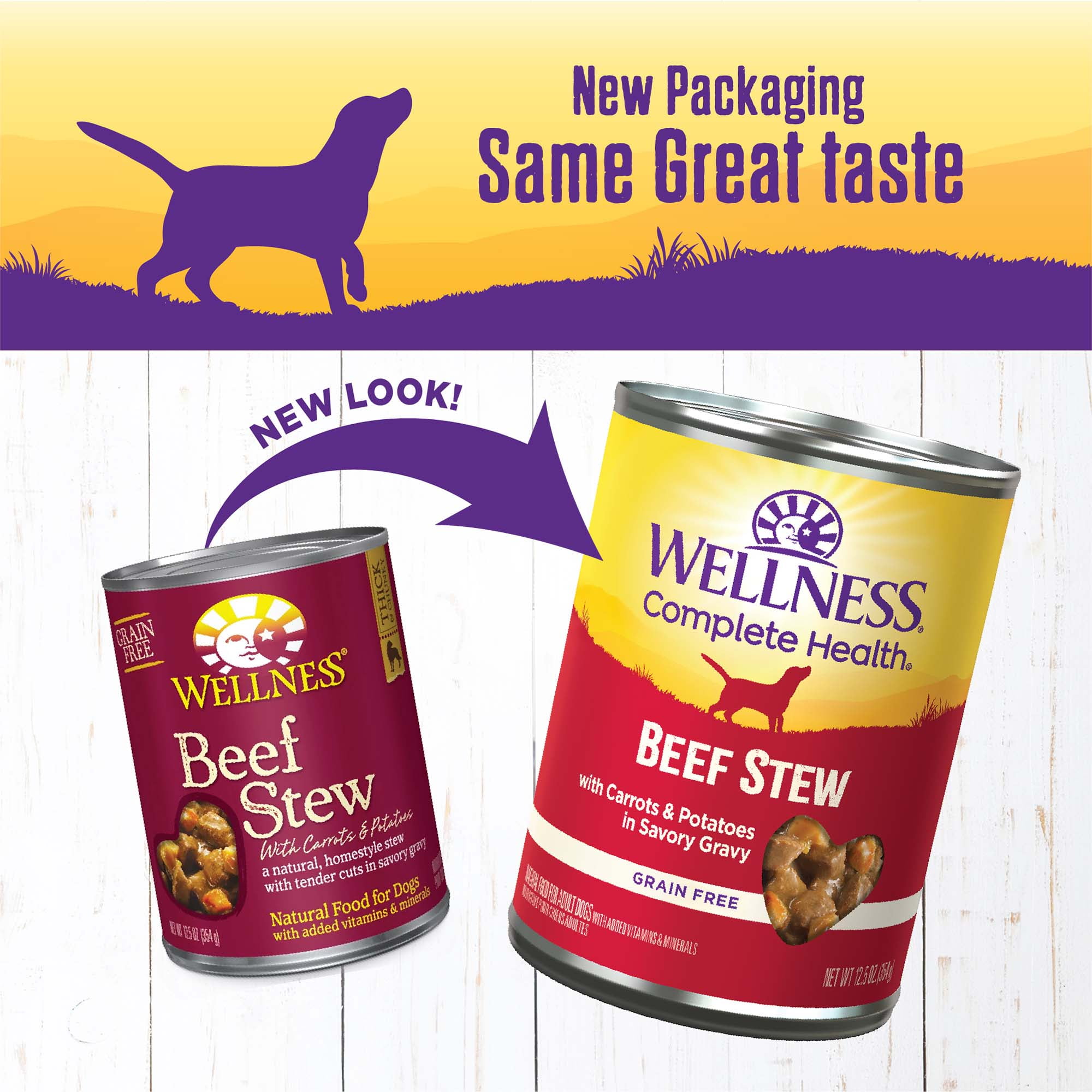 Wellness Thick & Chunky Natural Grain Free Canned Dog Food, Beef Stew, 12.5-Ounce Can (Pack of 12) - Image 2
