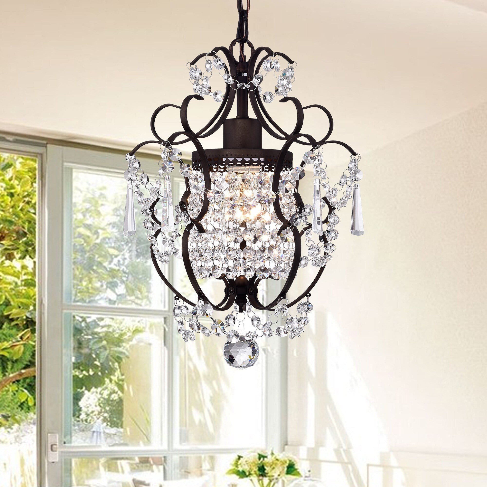 Rosalie 1-light Antique Bronze 11-inch Crystal Chandelier - Image 3