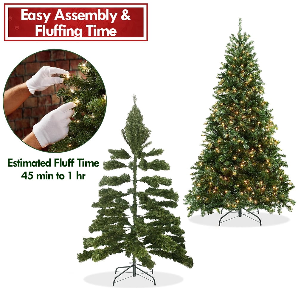 IC ICLOVER 6.5ft Prelit Christmas Tree, Artificial Christmas Tree with 250 Warm White Lights, 850 Tips, Metal Stand and Hinged Branches, Storage Bag - Image 6
