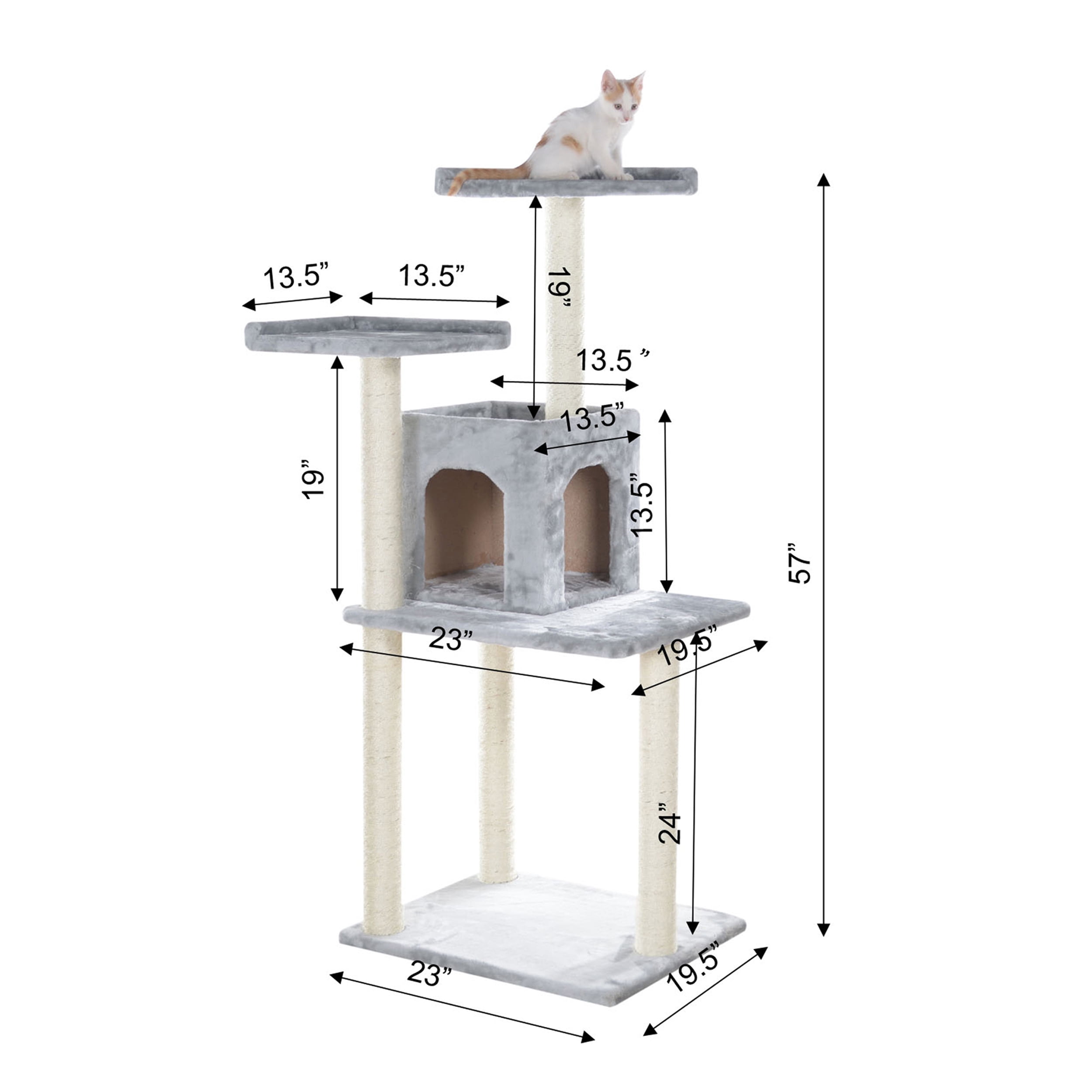 GleePet 57" real wood Cat Tree GP78571022 Silver Gray - Image 6