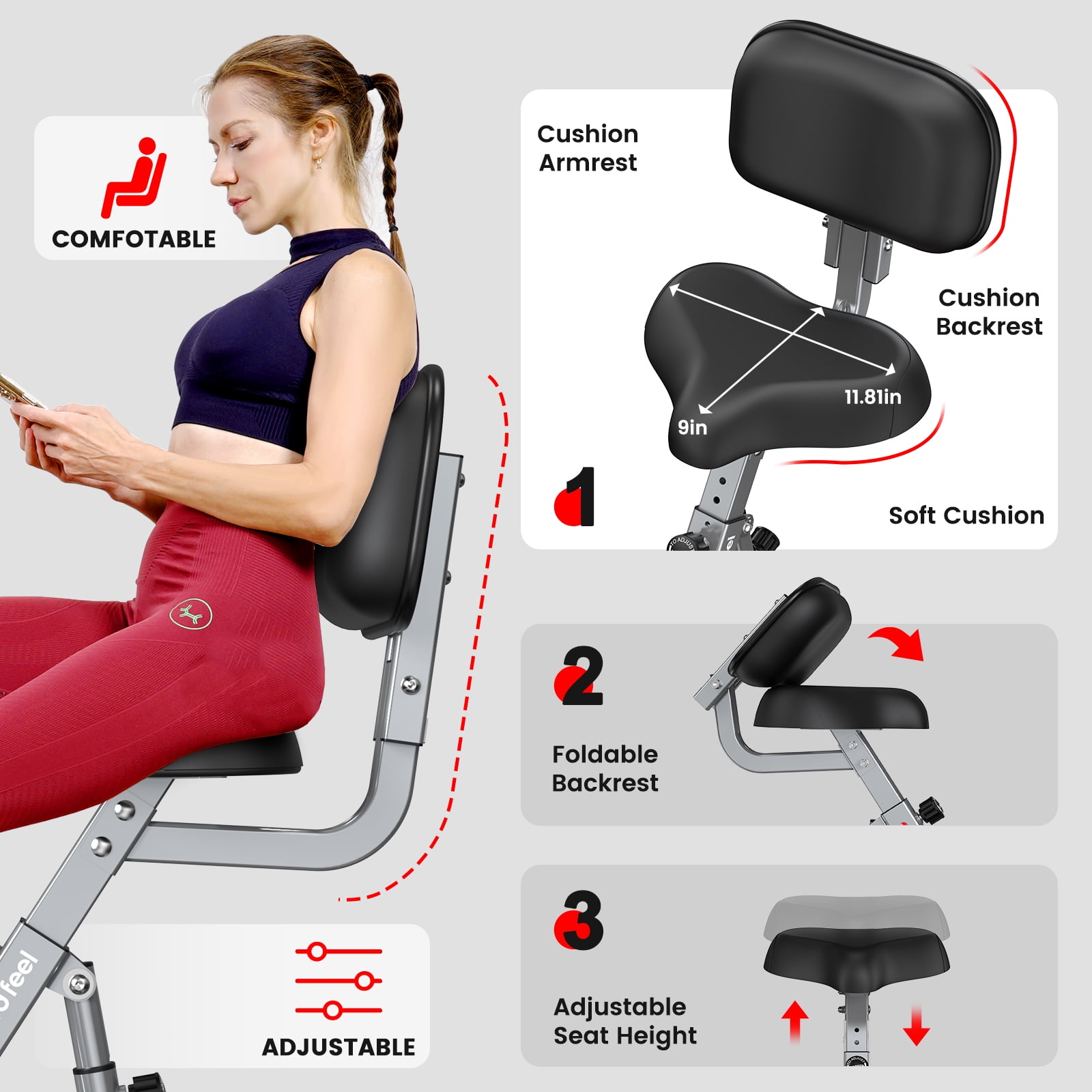 LNOW Magnetic Indoor Cycling Stationary Belt Drive Exercise Bike with Arm Exerciser Home Cardio Workout 300 Lbs - Image 3