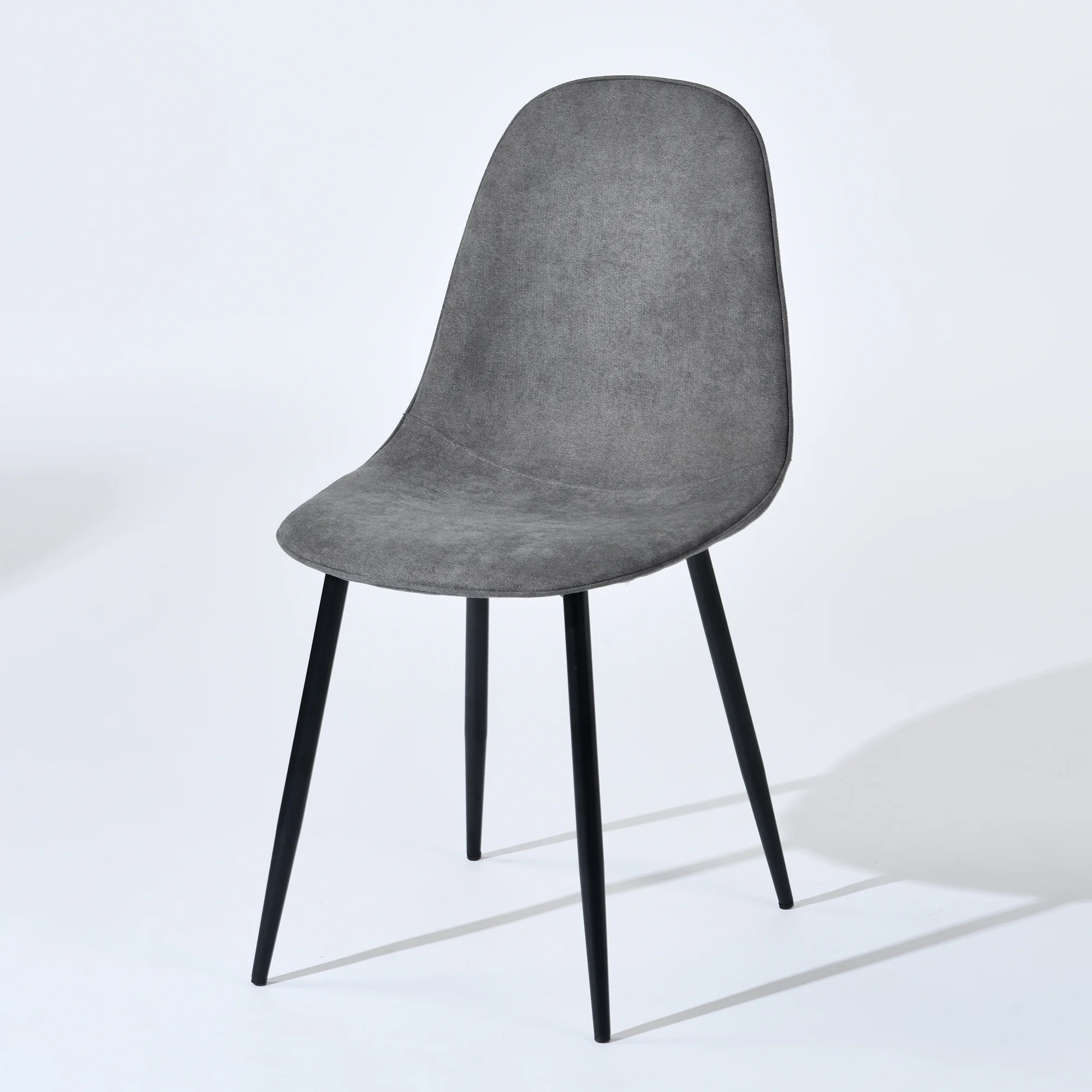 Homy Casa Dining Chairs Set of 4, Fabric Kitchen Chairs with Metal Legs for Living Room, Grey - Image 3