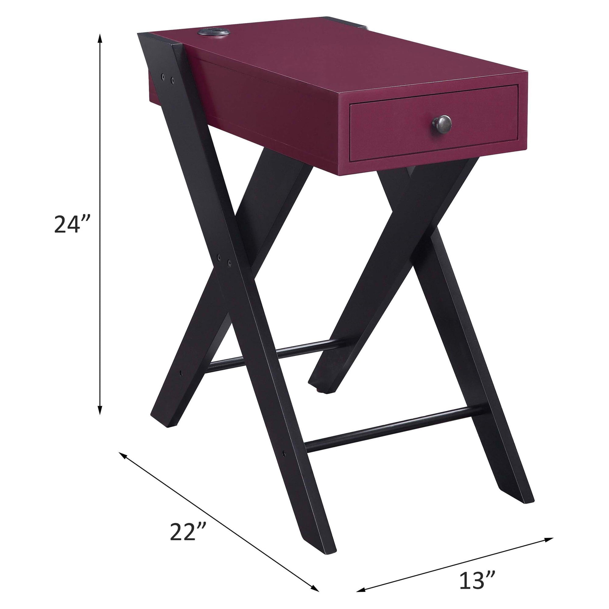 ACME Fierce Accent Table with USB Charging Dock in Burgundy and Black - Image 6