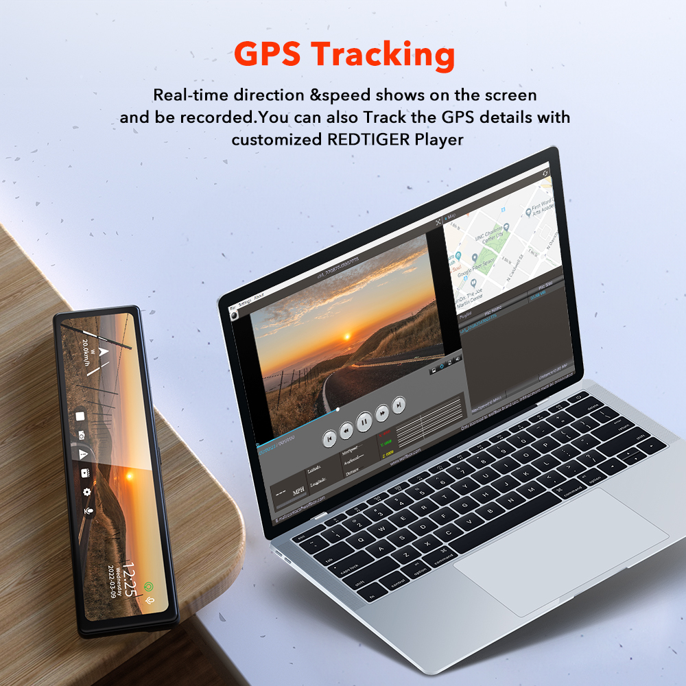 REDTIGER 11" UHD Full Touch Screen Rearview Mirror Dash Cam, 4K Front and 2.5K Rear Backup Camera, Night Vision, GPS - Image 6