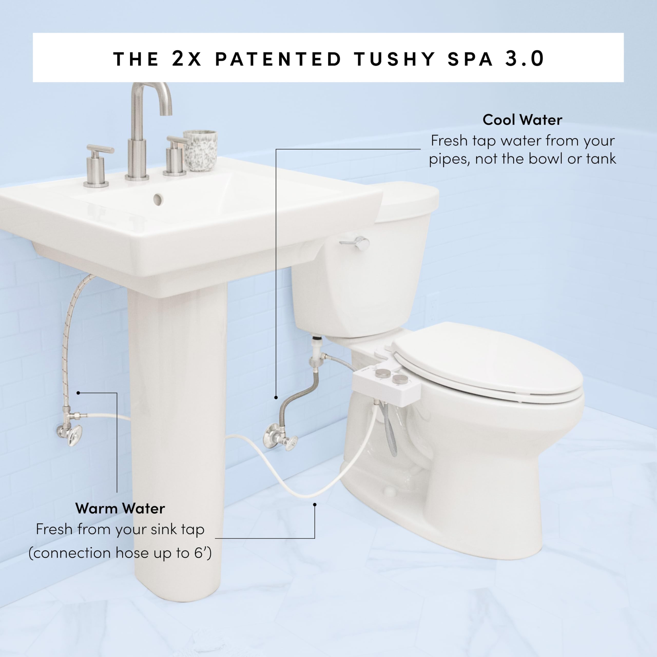 TUSHY Spa Self-Cleaning Warm Water Bidet Attachment, Adjustable Nozzle Angle, Pressure Control, Easy DIY Home Install, Requires Sink Access for Temperature Control, Gunmetal - Image 4