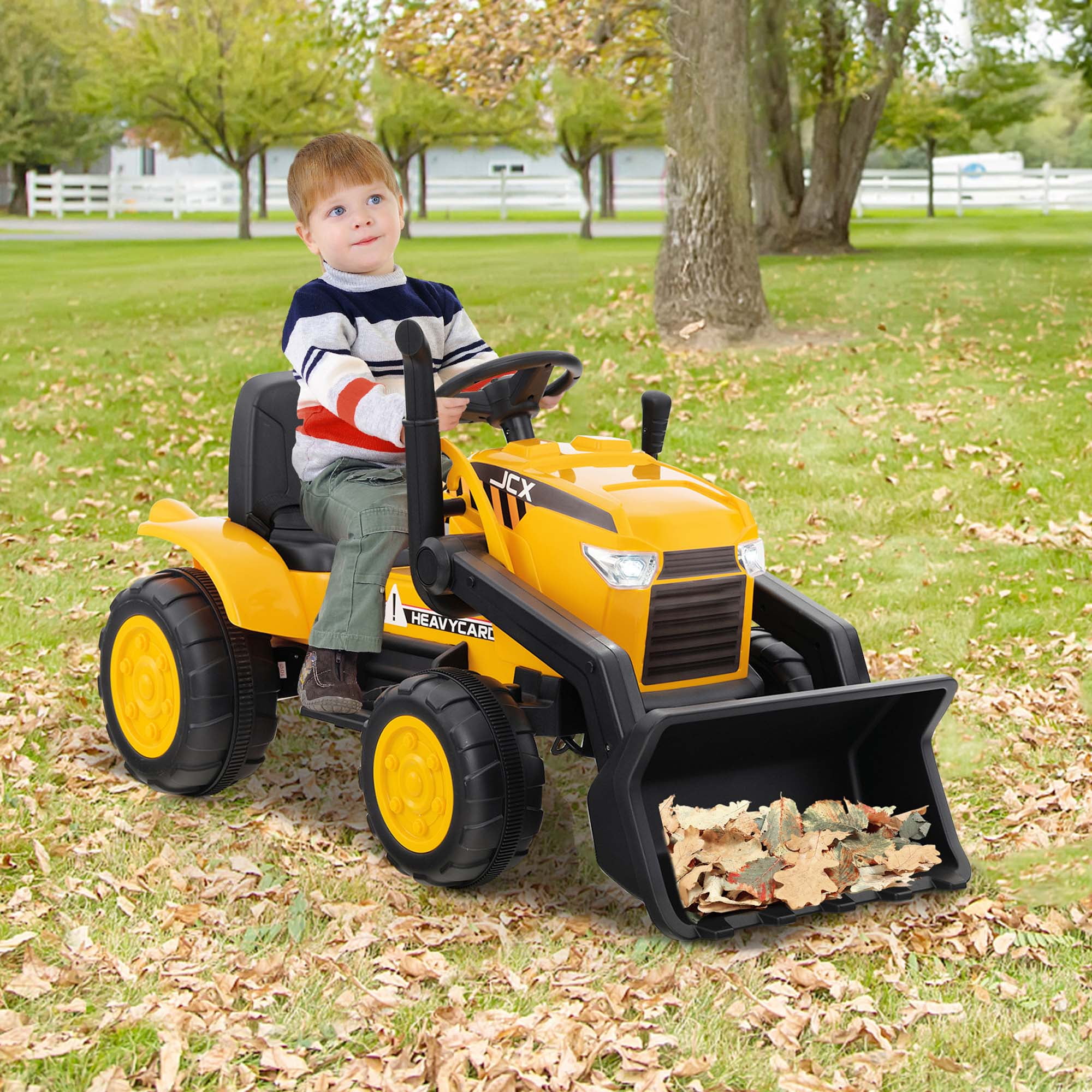 Costway 12V Kids Ride On Excavator Digger Electric Bulldozer Tractor RC with Light & Music - Image 6