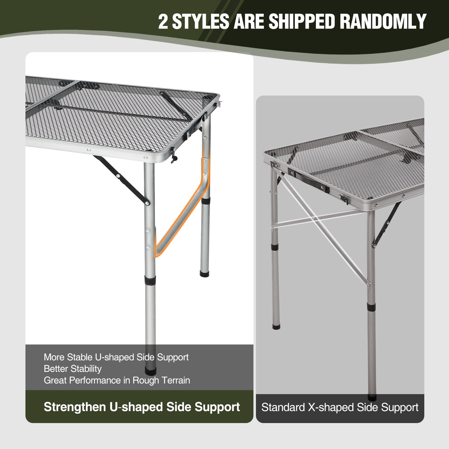 REDCAMP Folding Portable Grill Table, Lightweight Metal Grill Stand Aluminum Camping Table w/ Adjustable Height Legs for Outdoor Cooking BBQ RV Picnic - Image 2