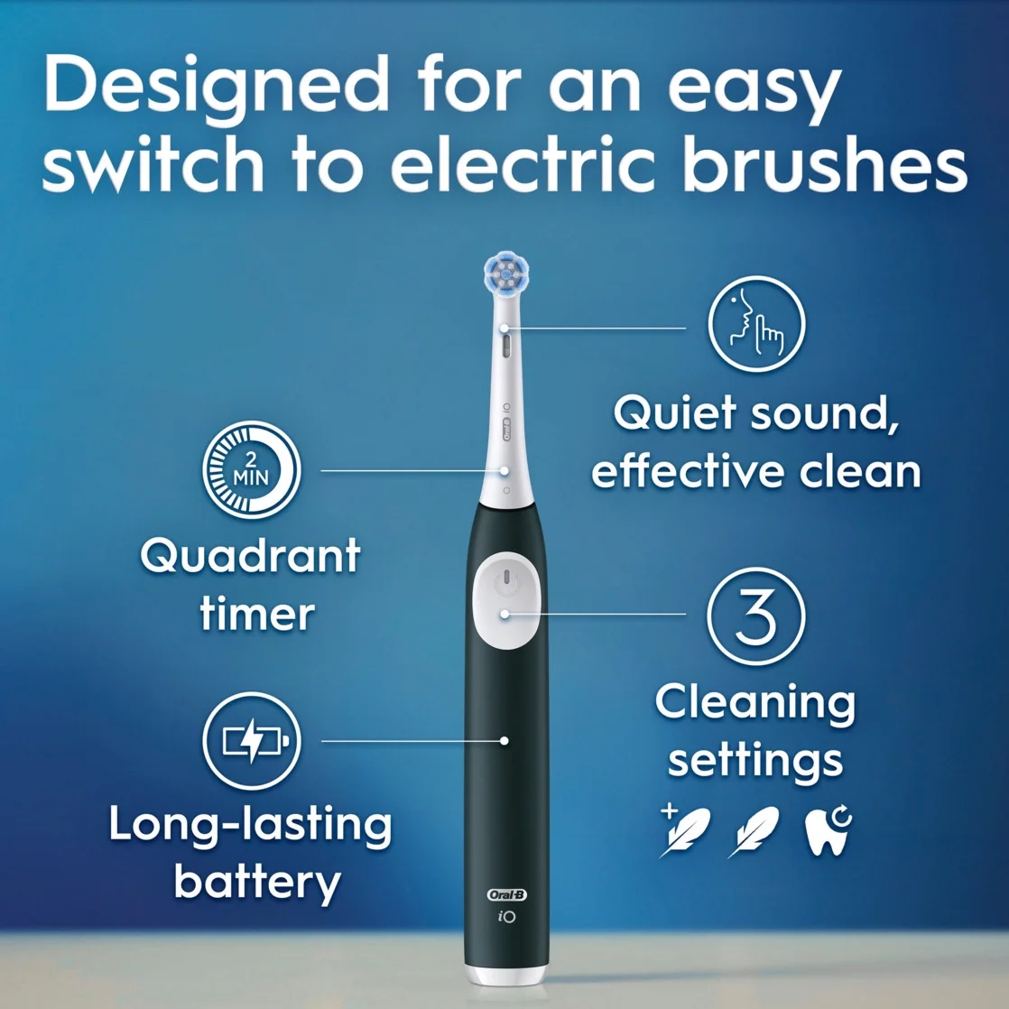 Oral-B iO Series 2 Rechargeable Electric Powered Toothbrush Starter Kit, Forest Green with 2 Brush Heads - Automatic Pressure Sensor to Protect Gums - 3 Modes - 2 Min Timer - Image 5