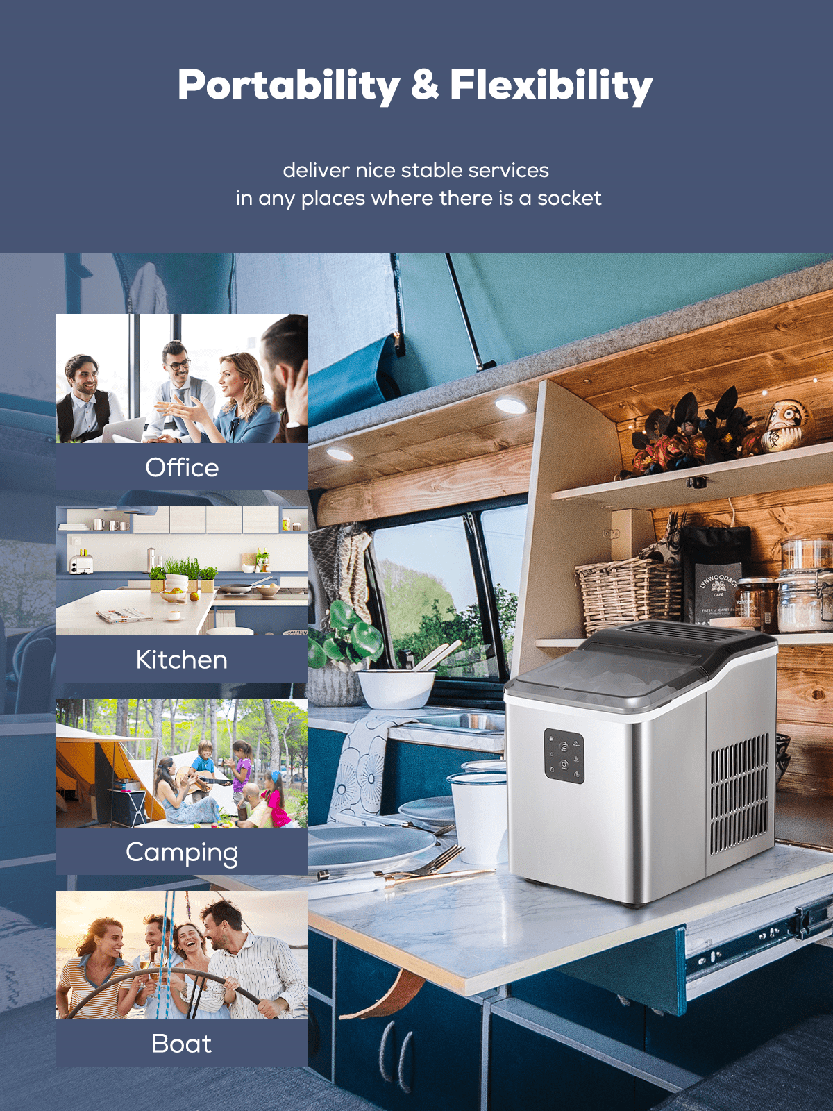 FOHERE Ice Maker Countertop 2 Sizes, 28lbs in 24h, 9 Bullet Ice in 6M, Selfclean, Stainless Steel - Image 8