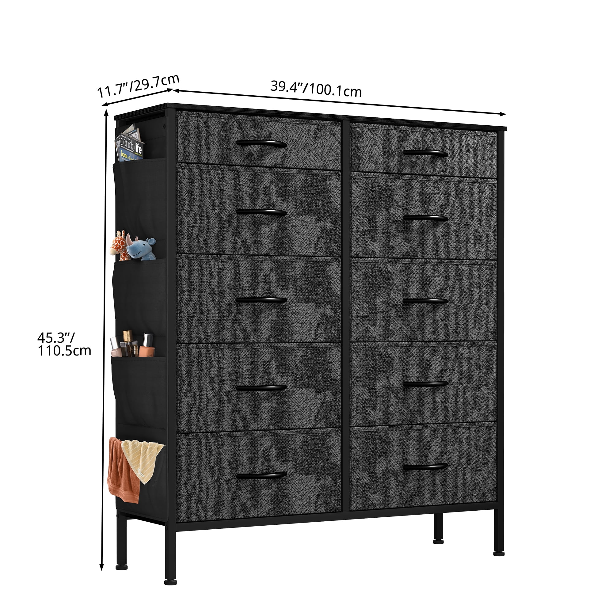 Dextrus Fabric Dresser with 10 Drawers, Dresser for Adult Bedroom, Closets, Tall Storage Tower - Image 2