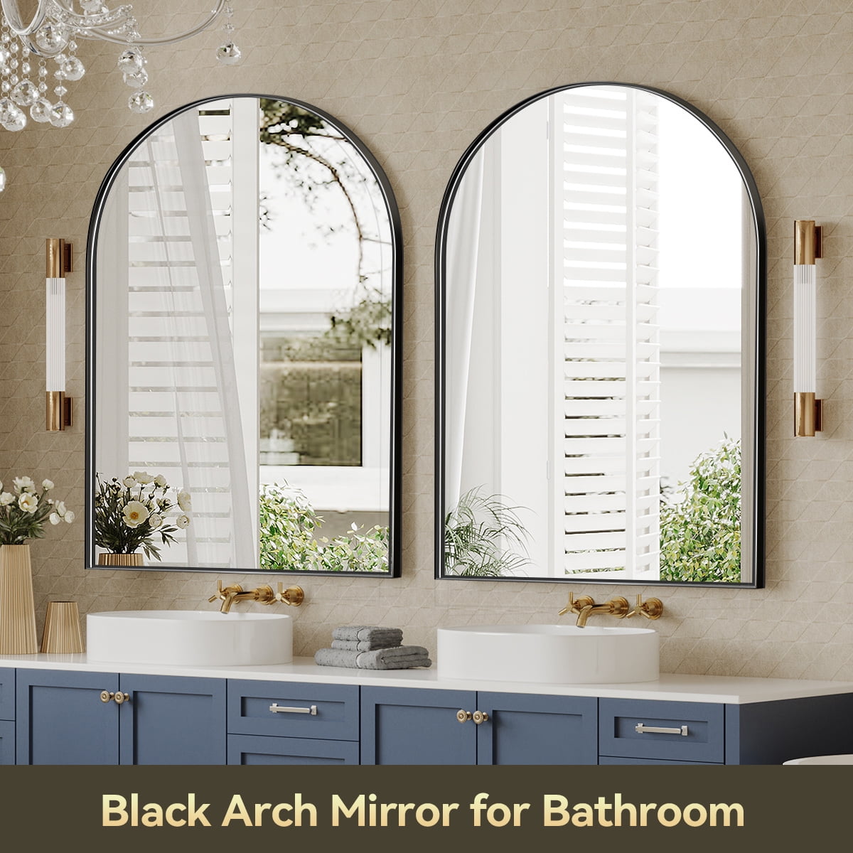 24x36 Inch Oval Pill-Shape Wall Mirror with Black Metal Frame for Bathroom, Bedroom, Living Room - Image 3