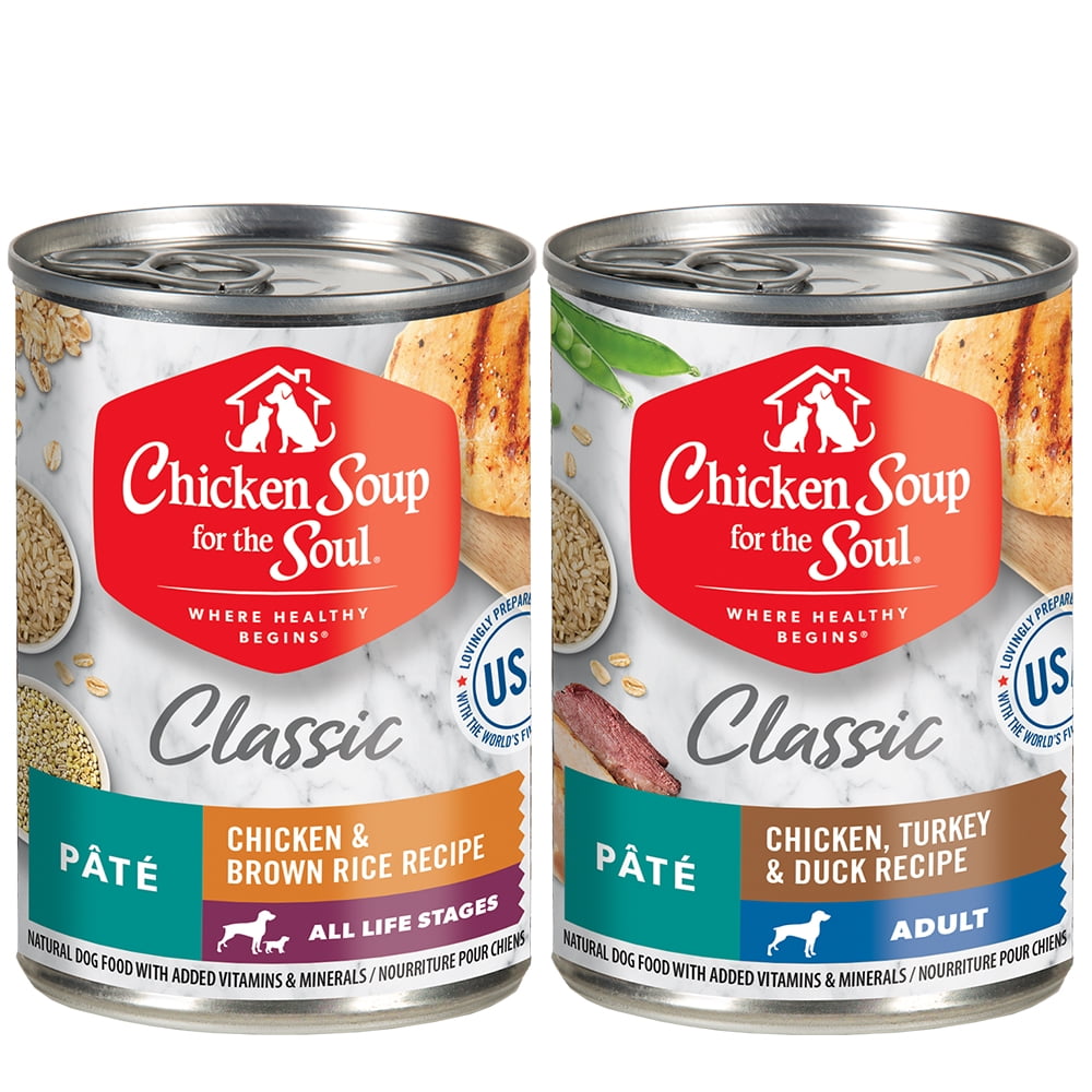 Chicken Soup for the Soul Classic Wet Dog Multipack - Adult Dog Chicken, Turkey, & Duck Recipe / Chicken & Brown Rice Recipe (12 x 13oz Case) - Image 2