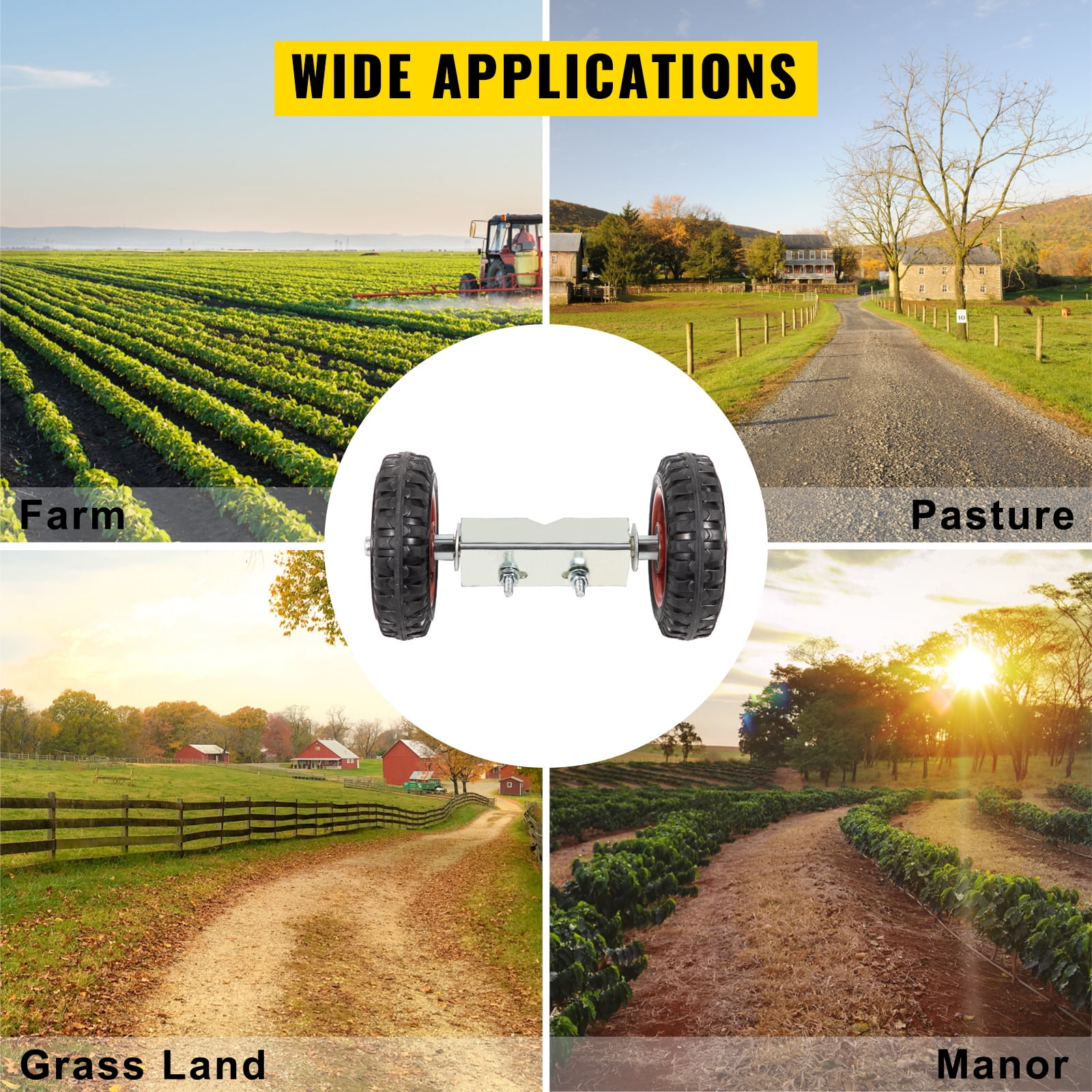 VEVOR Chain Link Rolling Gate Kit Galvanized Steel Rolling Fence 6 Universal Track Bracket Chain Link Rolling Gate Hardware Kit 2 Solid Rubber Wheels Fence Rolling Kit for Chain Link Sliding Gate - Image 2