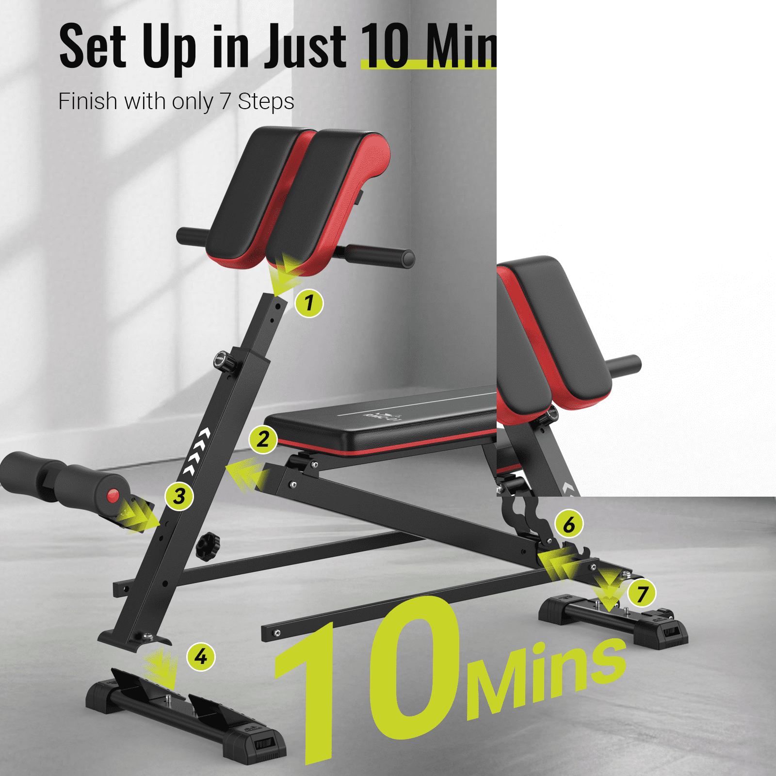 FLYBIRD 4-in-1 Workout Bench: Roman Chair, Weight Bench, Sit-Up Bench, Glute & Core Trainer, Home Gym - Image 5