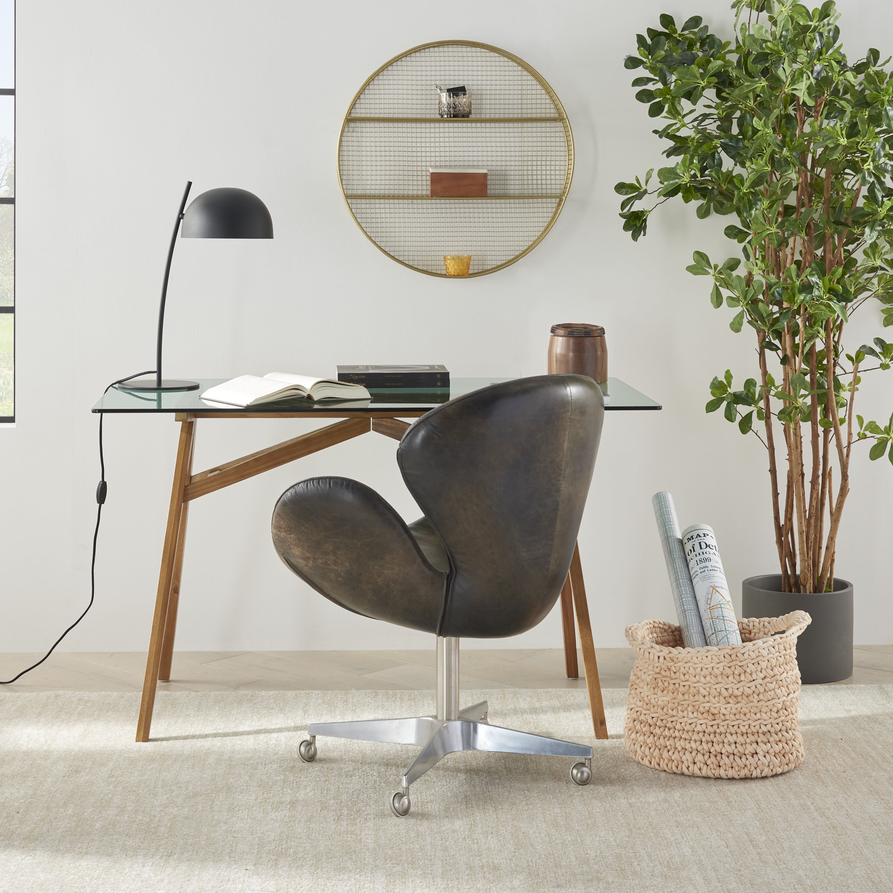 Nourison 21" Black Iron Arched LED Desk Lamp, Modern, Traditional, Basic, Reading Lamp, Office, Dorm, Desk, Bedroom, Living Room - Image 6