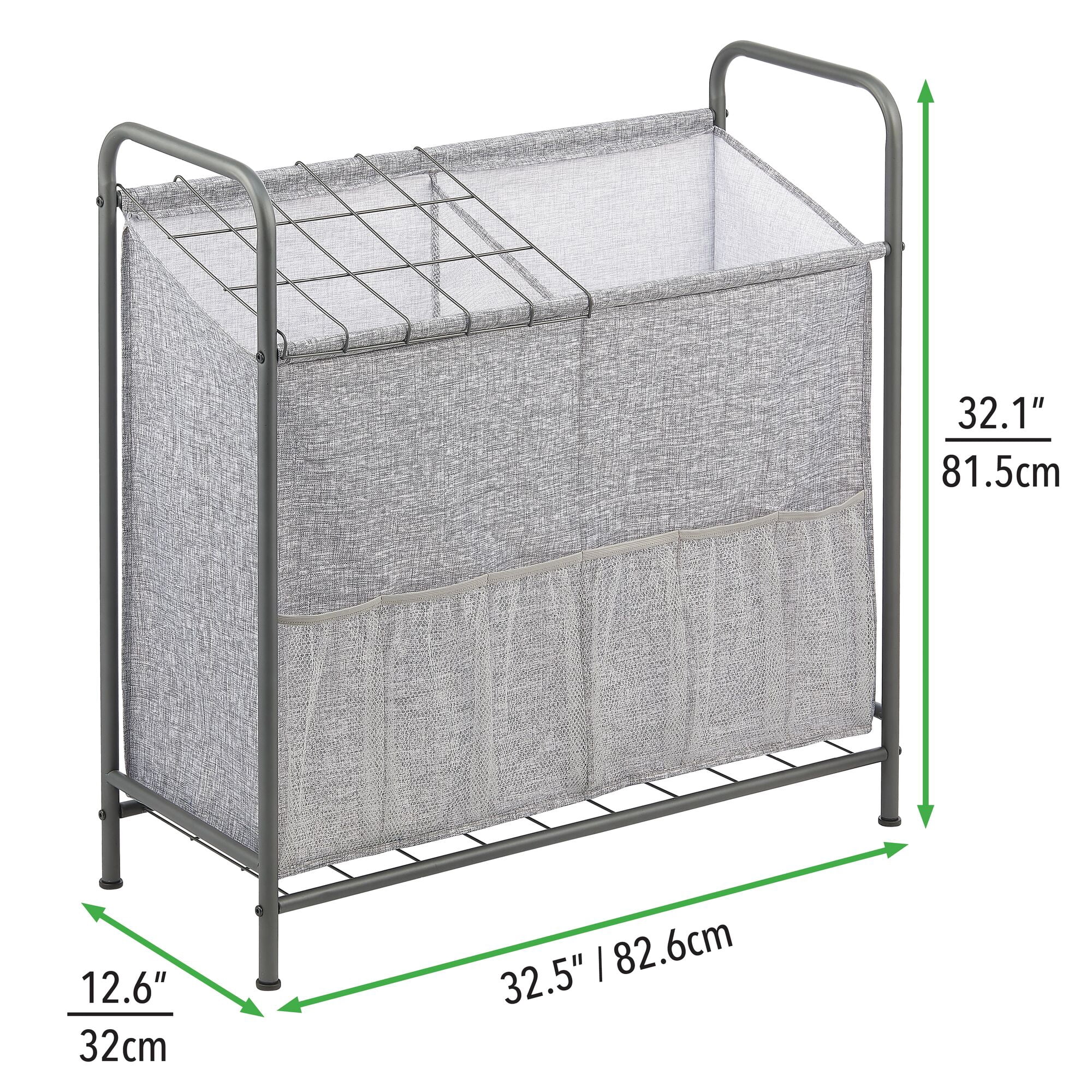 mDesign Sports Equipment Organizer Bin Rack - Front Pockets, Graphite/Gray - Image 8