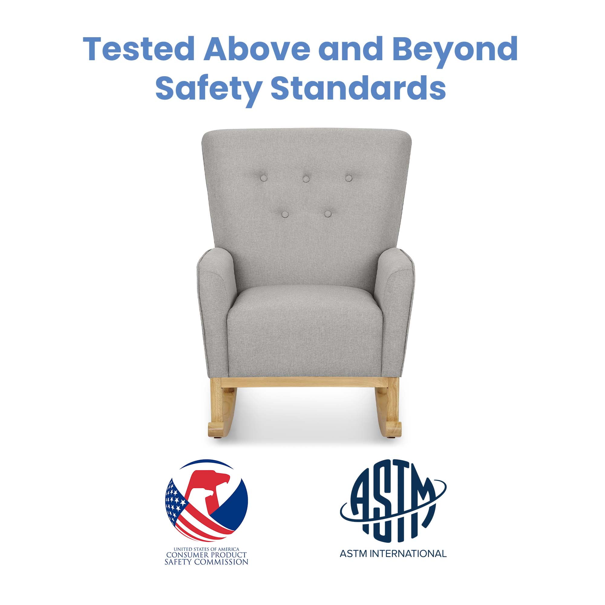 Delta Children Casey Rocking Chair, French Grey/Natural - Image 11