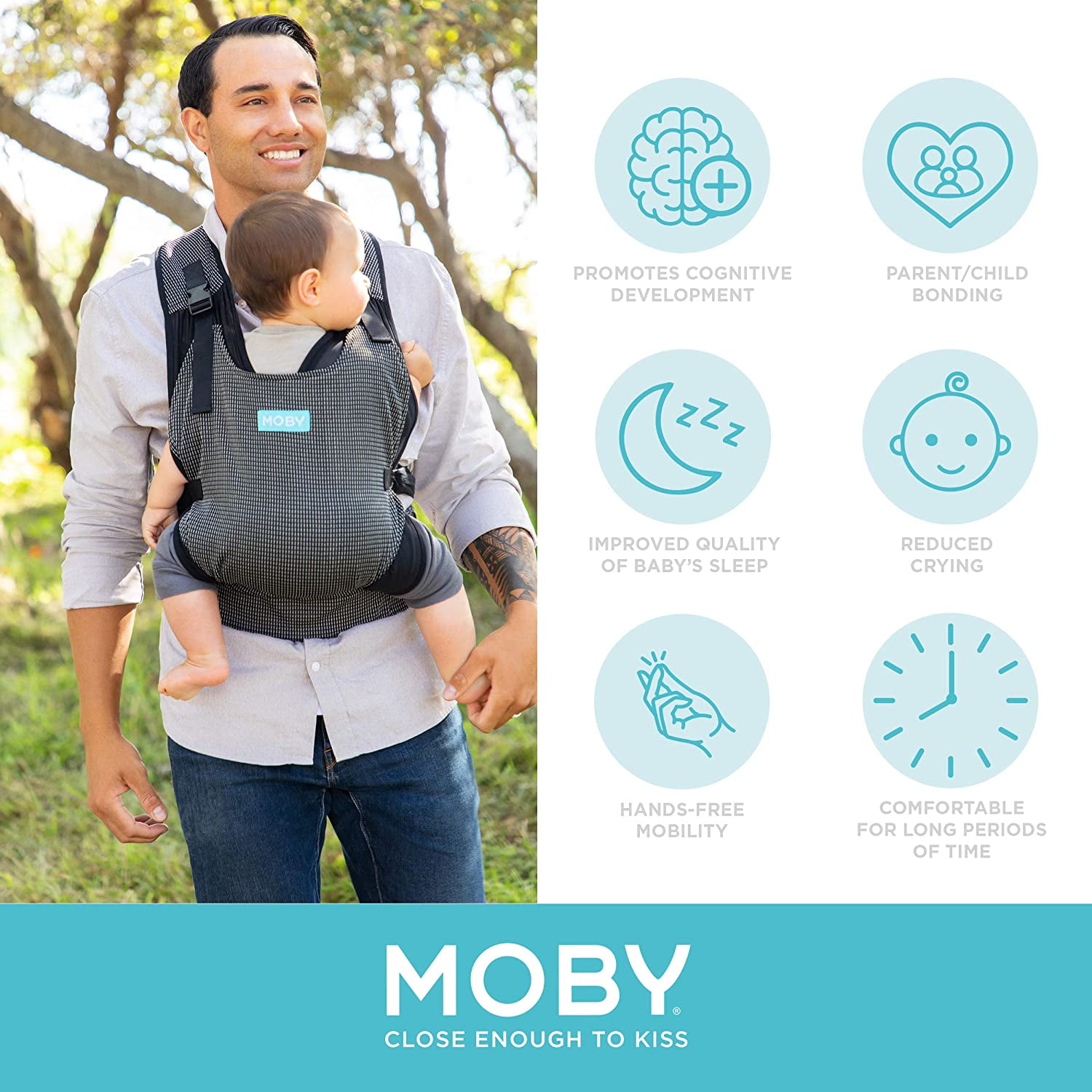 MOBY Cloud Ultra-light Hybrid Baby Carrier for Newborn to Toddler, 33 lbs, Gray - Image 6