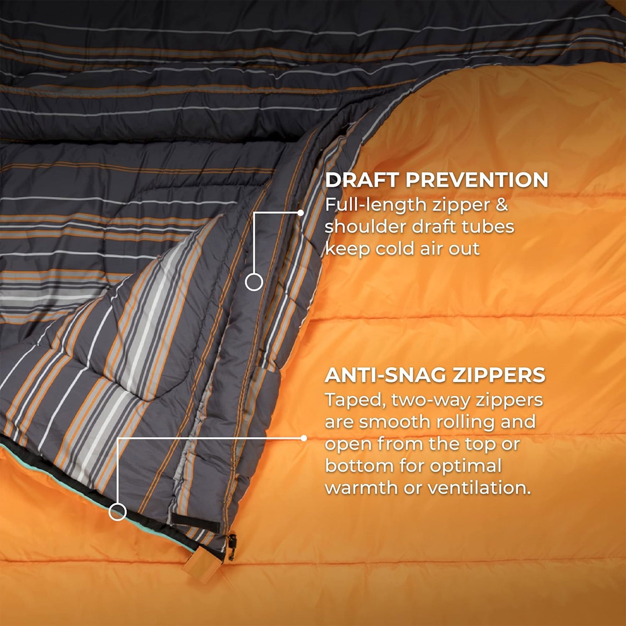 TETON Sports Mammoth 0 F Double Sleeping Bag, Orange - Image 4