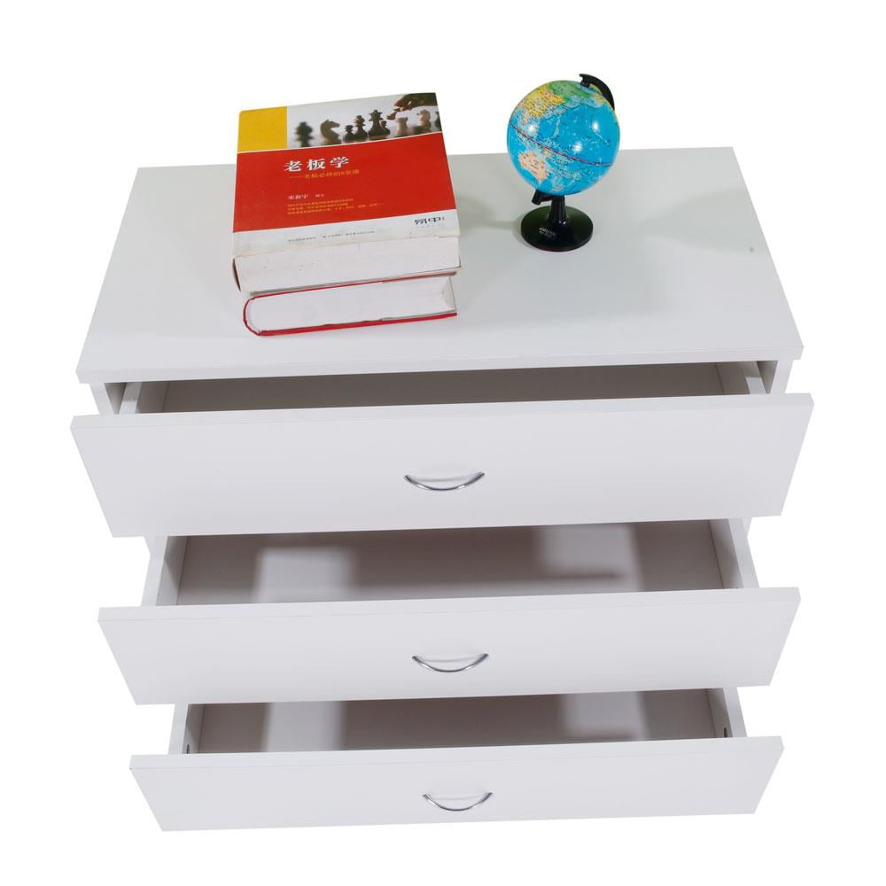 Zimtown MDF Wood Simple 3-Drawer Nightstands Drawer Dresser White - Image 12