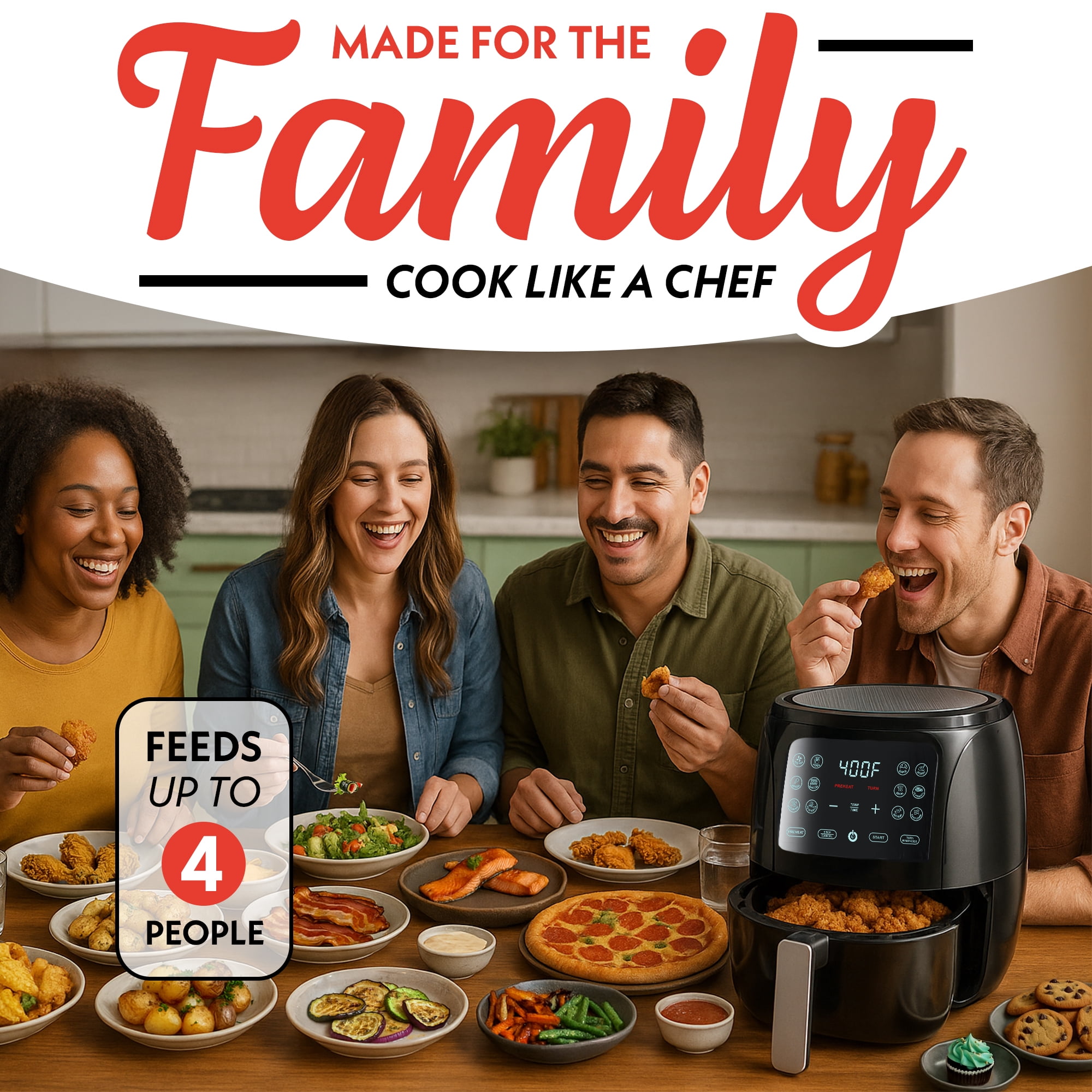 Gourmia 4 Qt Air Fryer, 12 Presets, Digital Display, FryForce 360°, Compact, Black - Image 3