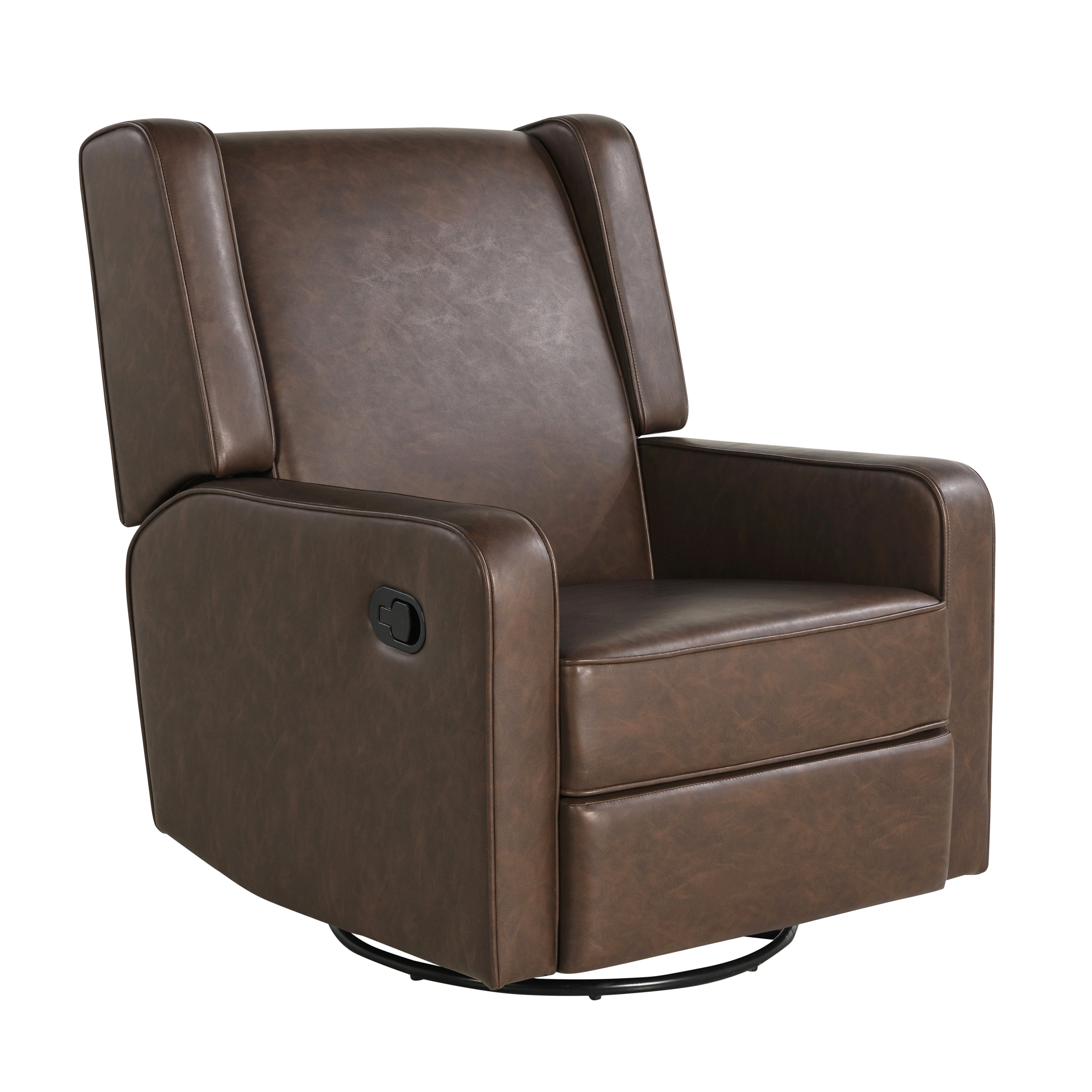 Relax A Lounger Easton Modern Swivel Recliner, Brown Faux Leather - Image 4
