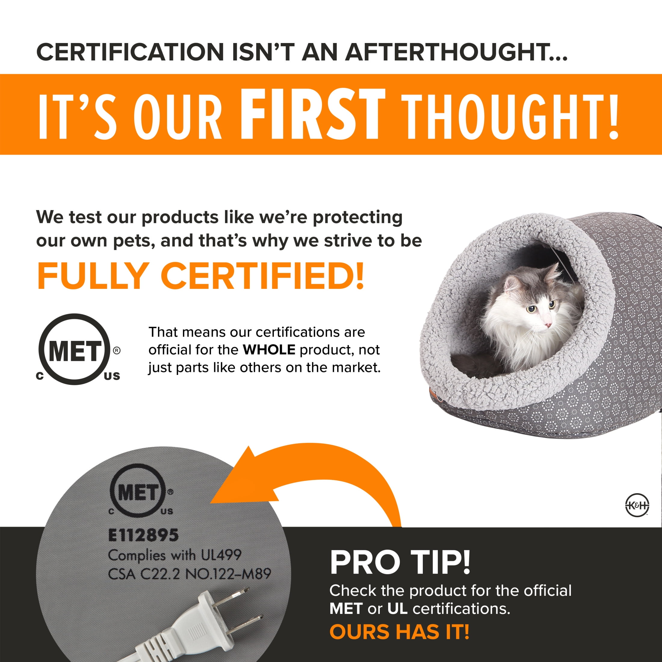 K&H Pet Products Thermo-Pet Cave Cat Bed Heated Gray/Geo Flower 17 X 15 X 13 Inches - Image 5