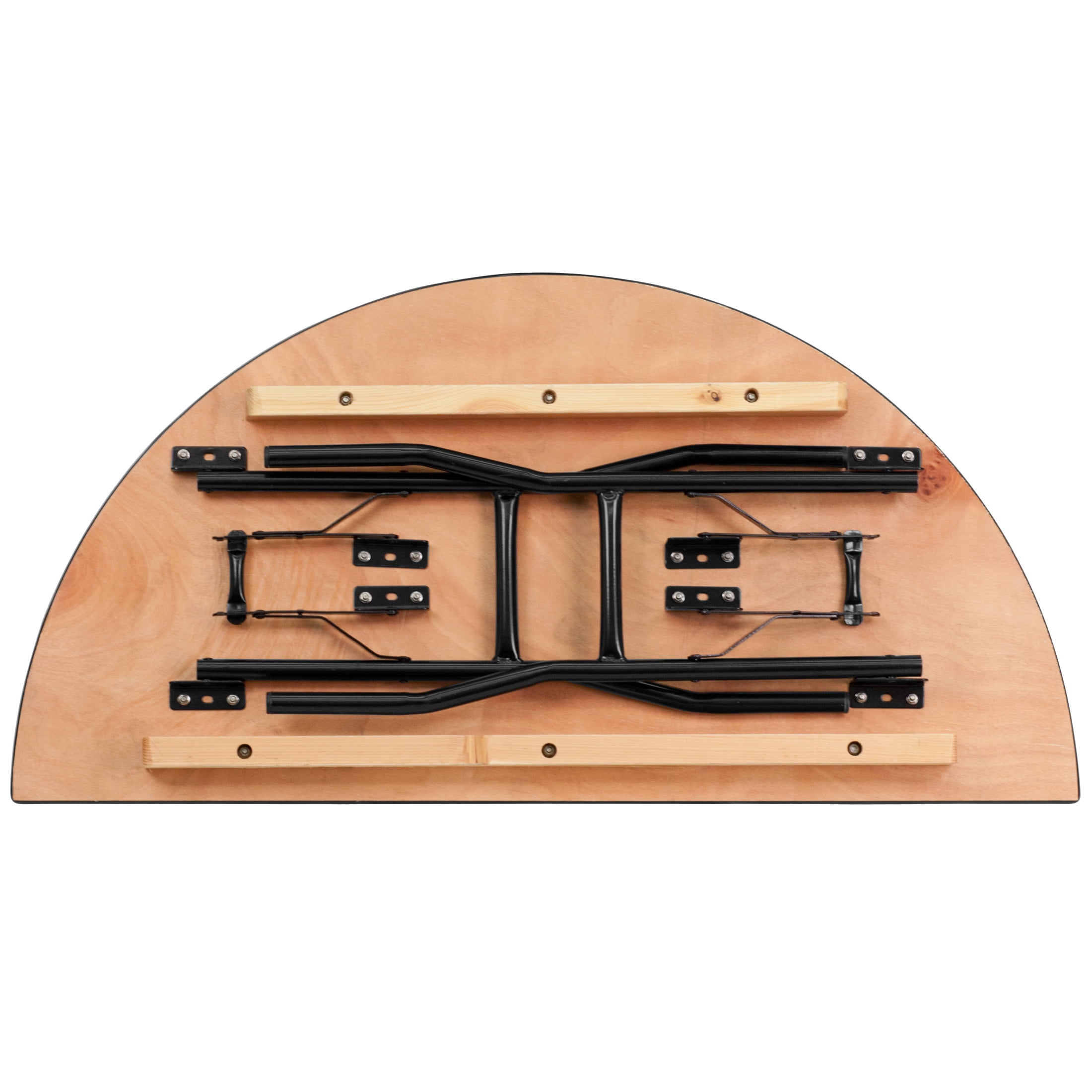 Flash Furniture Furman 4' Half-Round All-Occasion Wood Folding Event Table, Natural/Black - Image 9